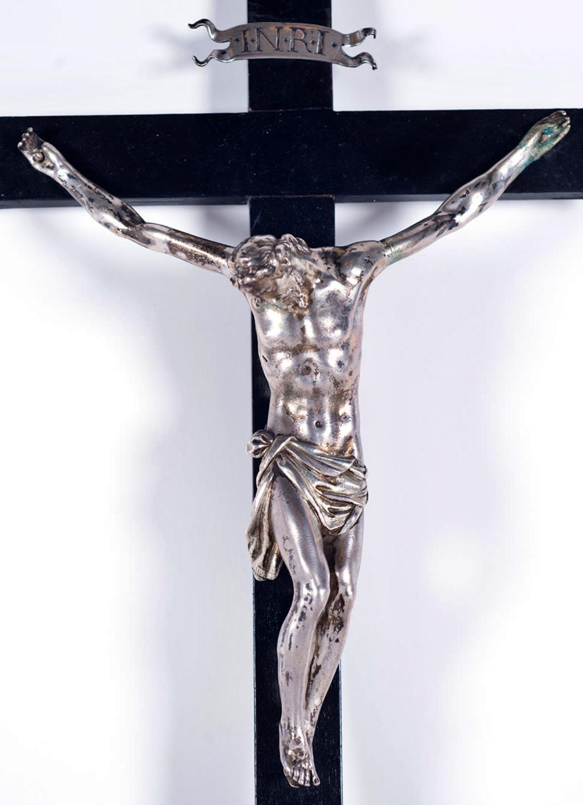 18th Century and Earlier Christ Crucified in Silver 16th Century Italian School For Sale