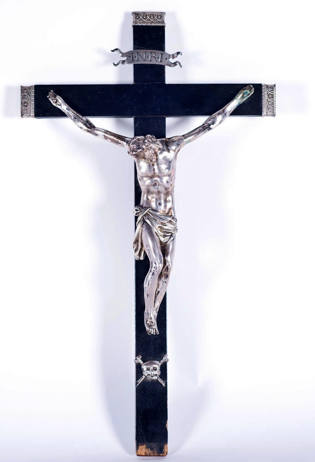 Argent École italienne du 16ème siècle du Christ Crucified in Silver en vente