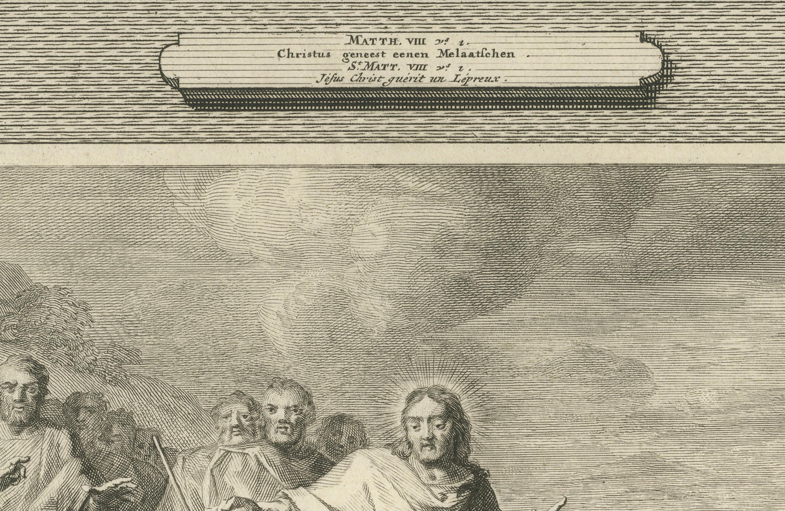 Gravé Le Christ guérissant l'aveugle et le muet possédé, Pieter Mortier, vers 1700 en vente