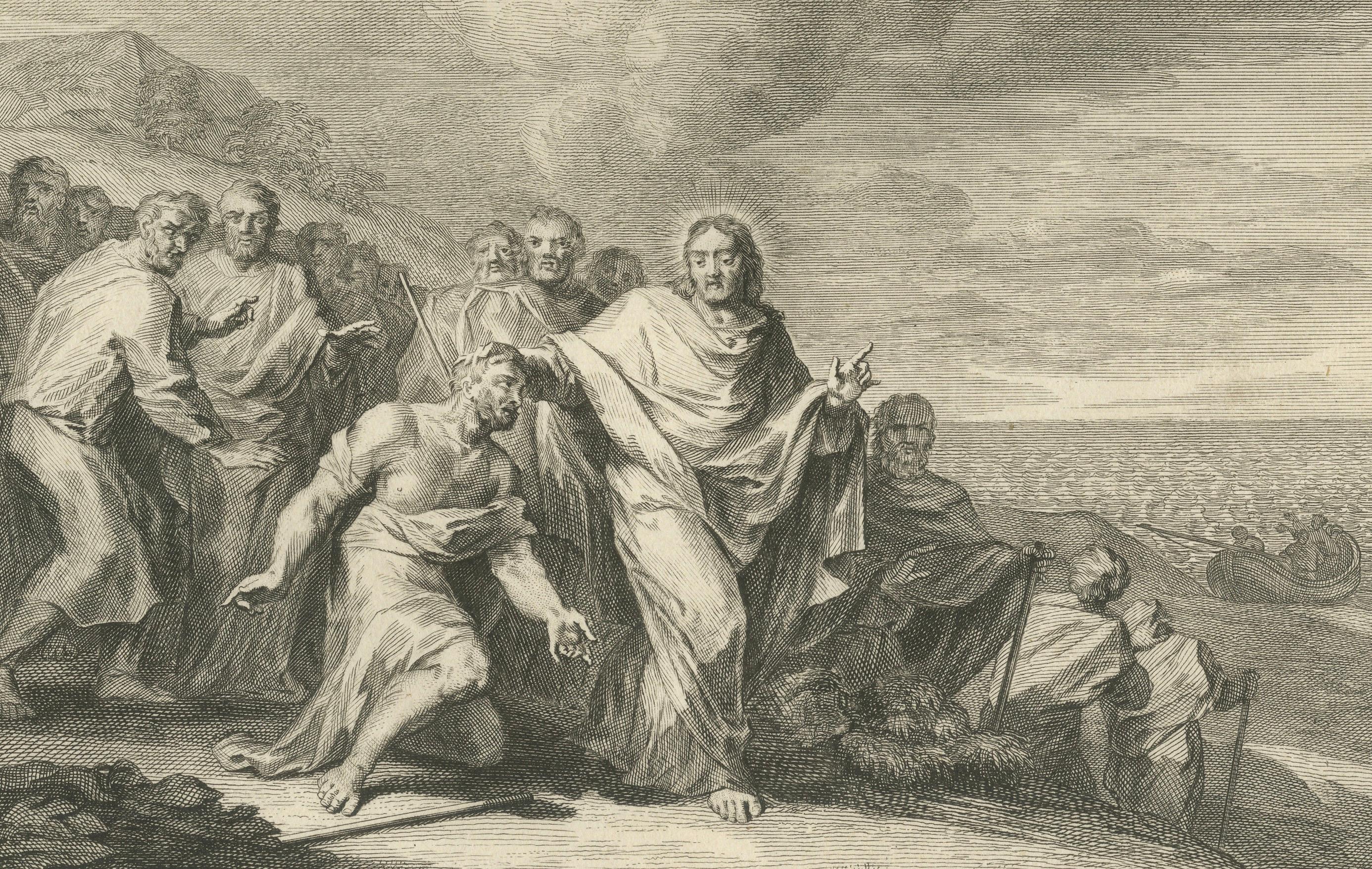 Début du XVIIIe siècle Le Christ guérissant l'aveugle et le muet possédé, Pieter Mortier, vers 1700 en vente