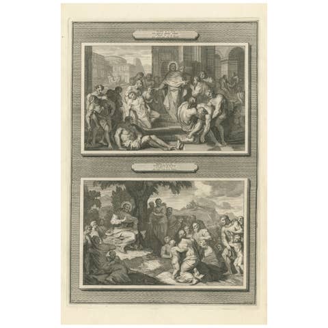 Christ Healing the Sick and Preaching the Sermon on the Mount, P. Mortier, 1700