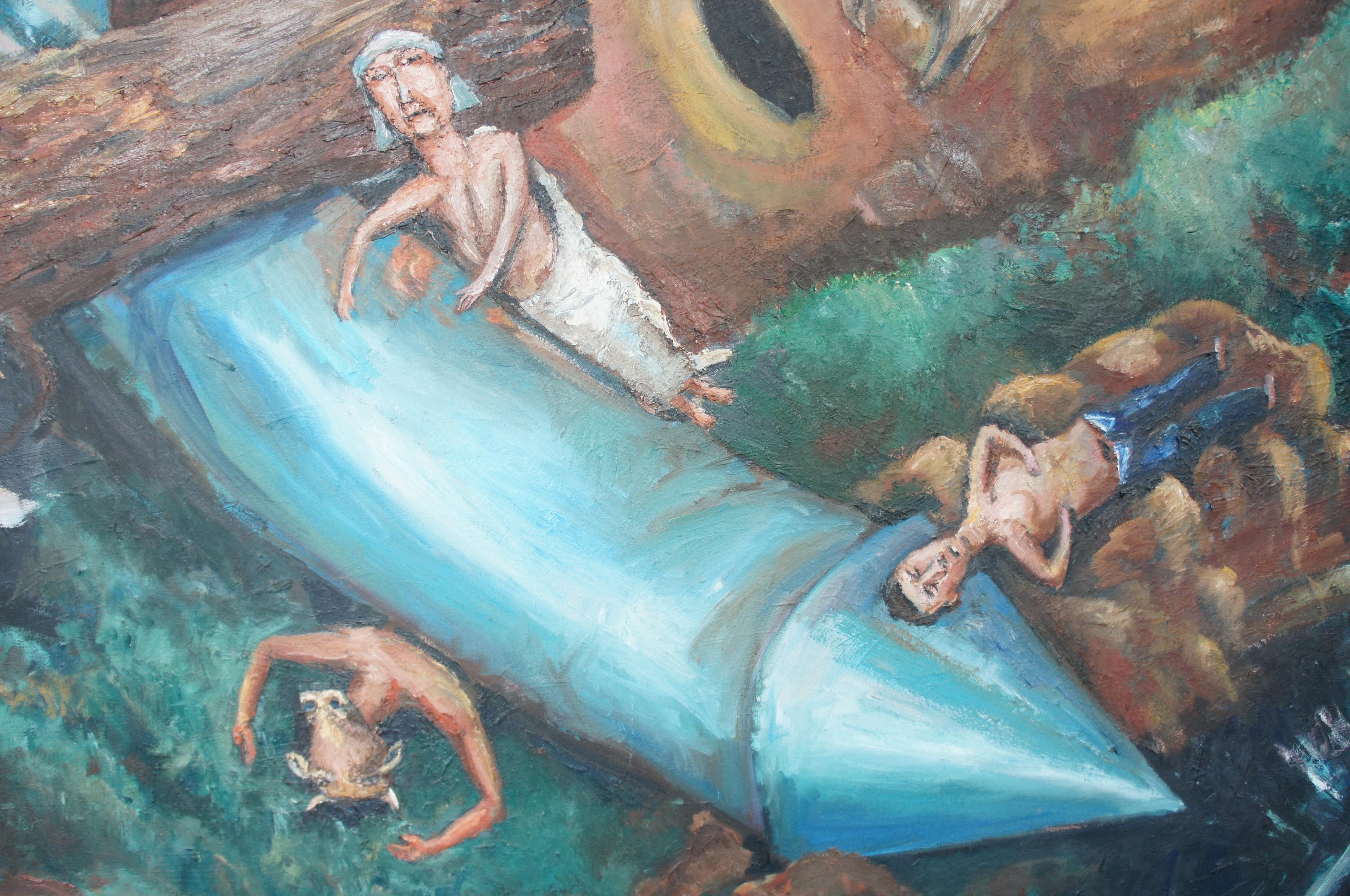 Christ Judging the Ancient Gentiles by Tom Keesee Expressionism Oil Painting In Good Condition For Sale In Dayton, OH