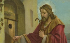 Christ Knocking at the Door, Antique c.1900 German Sacred Art Print, c.1900