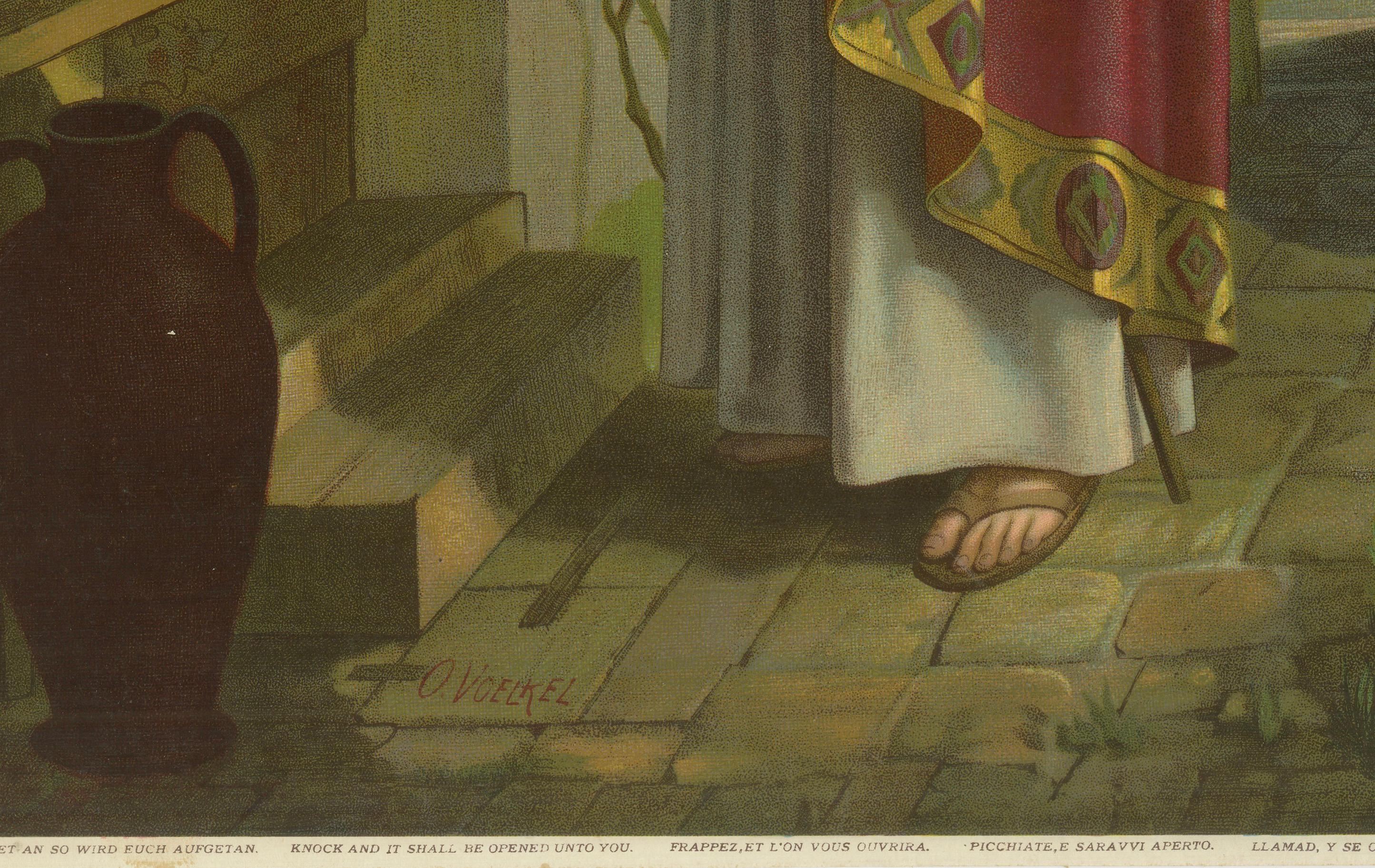 Christ Knocking at the Door, Antique c.1900 German Sacred Art Print, c.1900 (Deutsch) im Angebot
