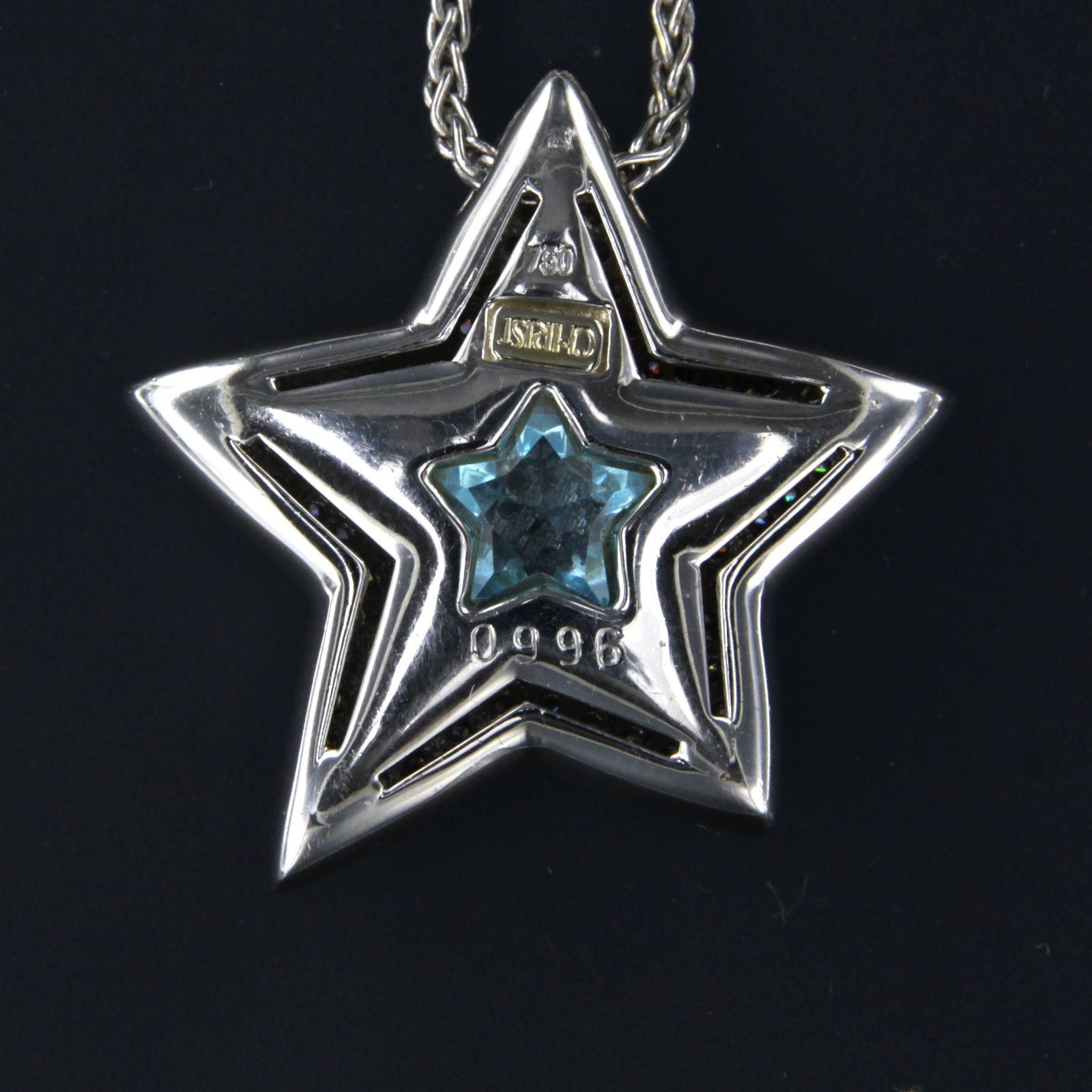 Modern CHRIST - Necklace with pendant set with topaz and diamonds 18k white gold For Sale