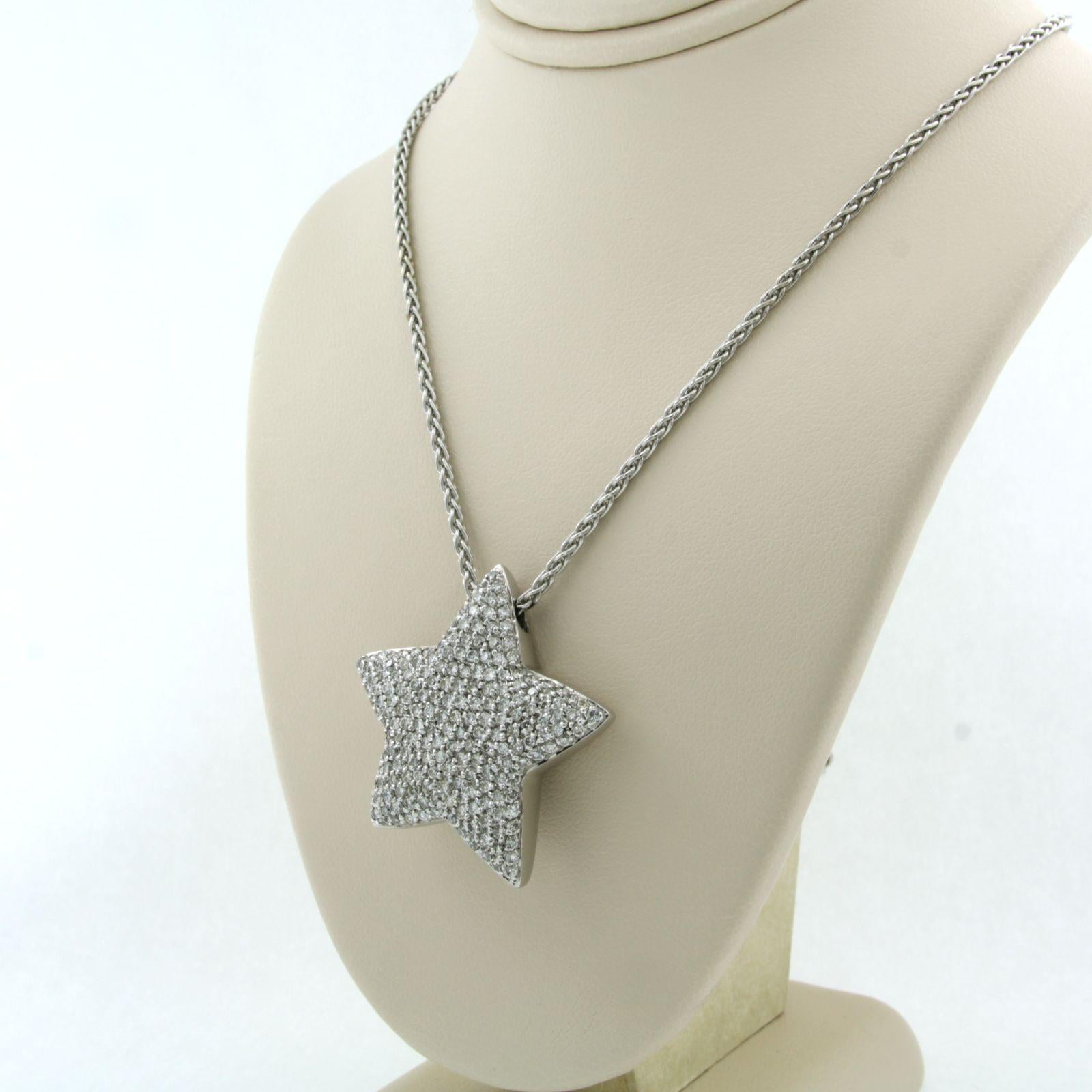 Women's CHRIST - Necklace with pendant set with topaz and diamonds 18k white gold For Sale