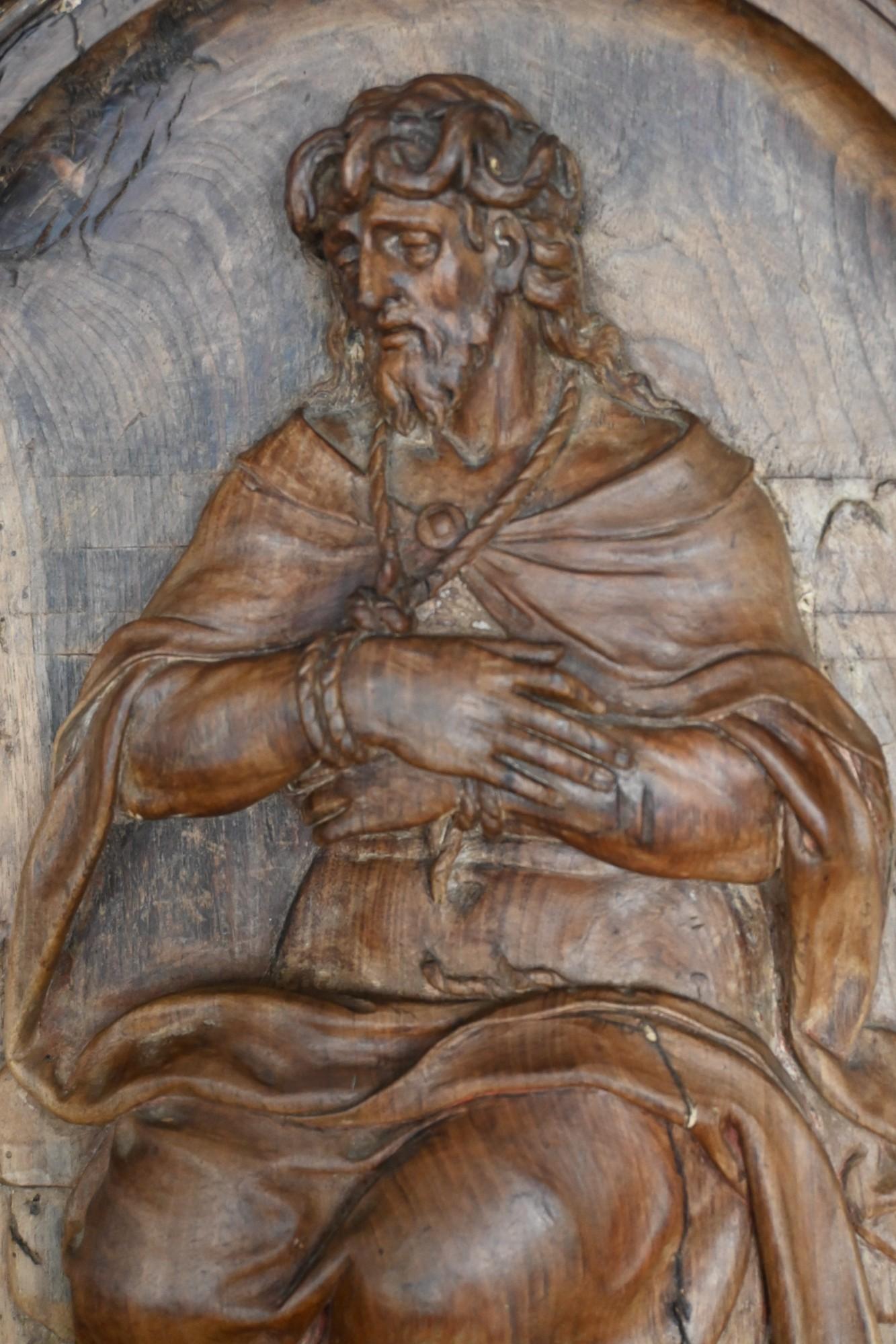 Christ On The Cold Stone, geschnitzte Holztafel, 17. Jahrhundert (Deutsch) im Angebot