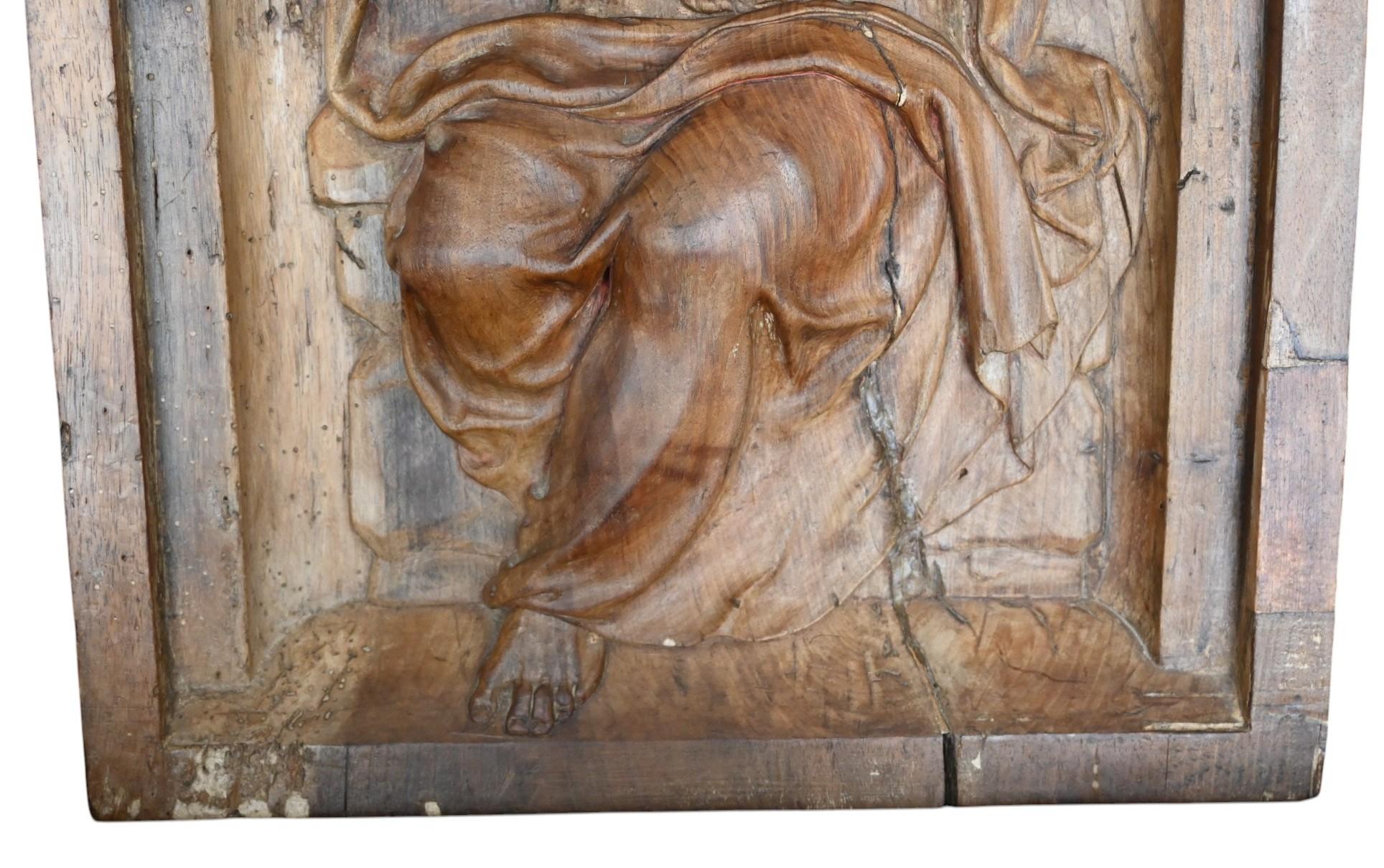 Christ On The Cold Stone, geschnitzte Holztafel, 17. Jahrhundert (Handgeschnitzt) im Angebot