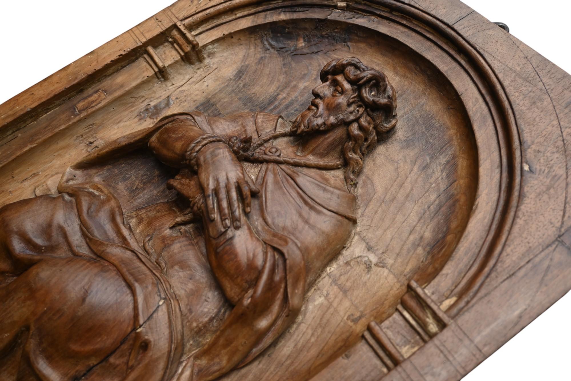 Christ On The Cold Stone, geschnitzte Holztafel, 17. Jahrhundert im Angebot 2