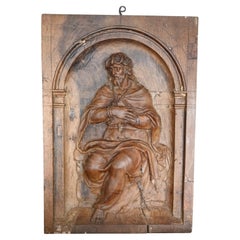 Christ On The Cold Stone, panneau en bois sculpté, 17ème siècle