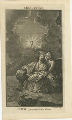 Christ Praying in Gethsemane Engraving – Luke XXII Garden of Olives c.1735