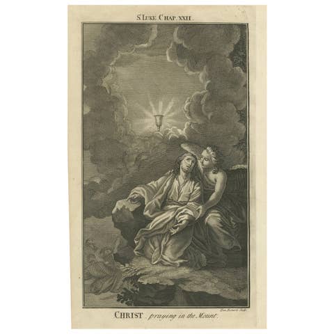Christ Praying in Gethsemane Engraving – Luke XXII Garden of Olives c.1735