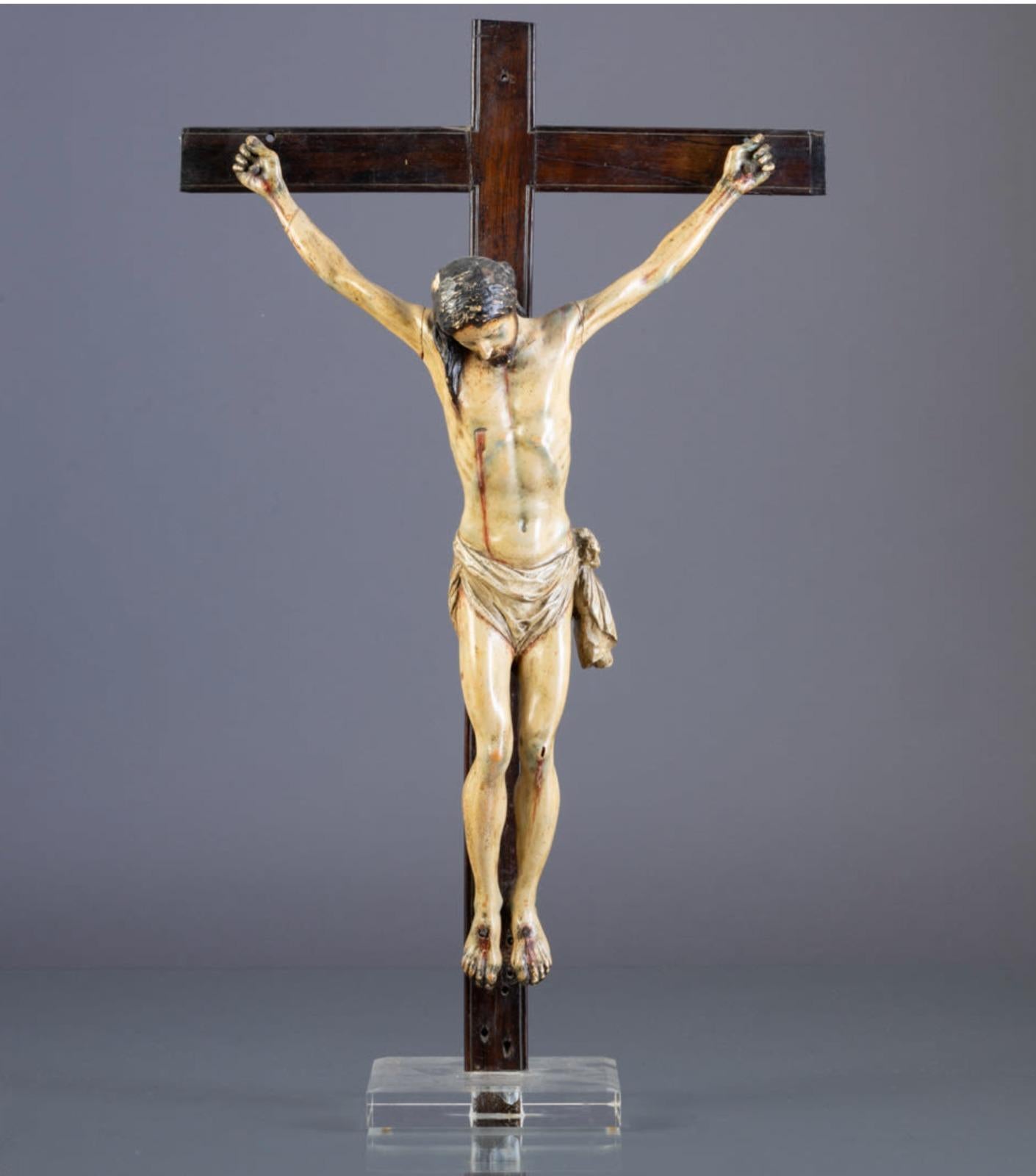 Christ Sculpture in Polychrome Wood, Italian School 17th Century In Good Condition In Madrid, ES