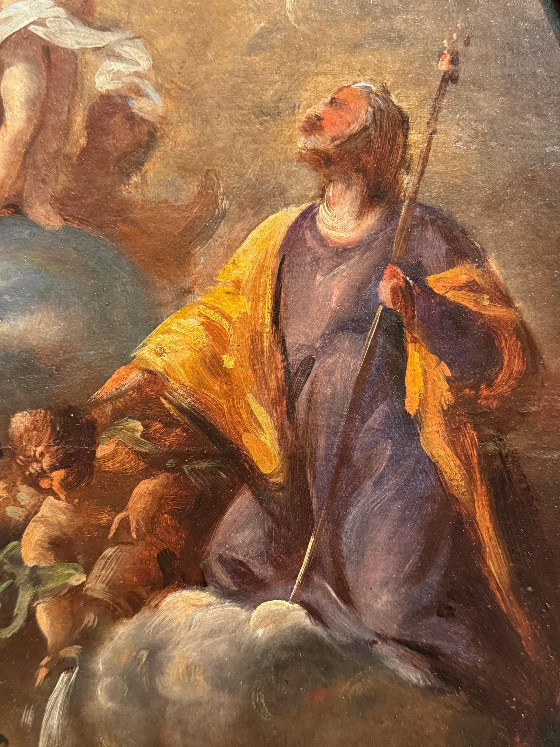 XVIIIe siècle et antérieur Christ, la Vierge Marie et Saint Joseph Huile sur panneau, 18e siècle.