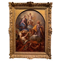 Christ, la Vierge Marie et Saint Joseph Huile sur panneau, 18e siècle.