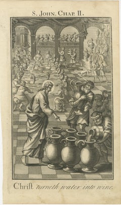 Christ Turns Water into Wine Engraving – John II Wedding at Cana c.1735