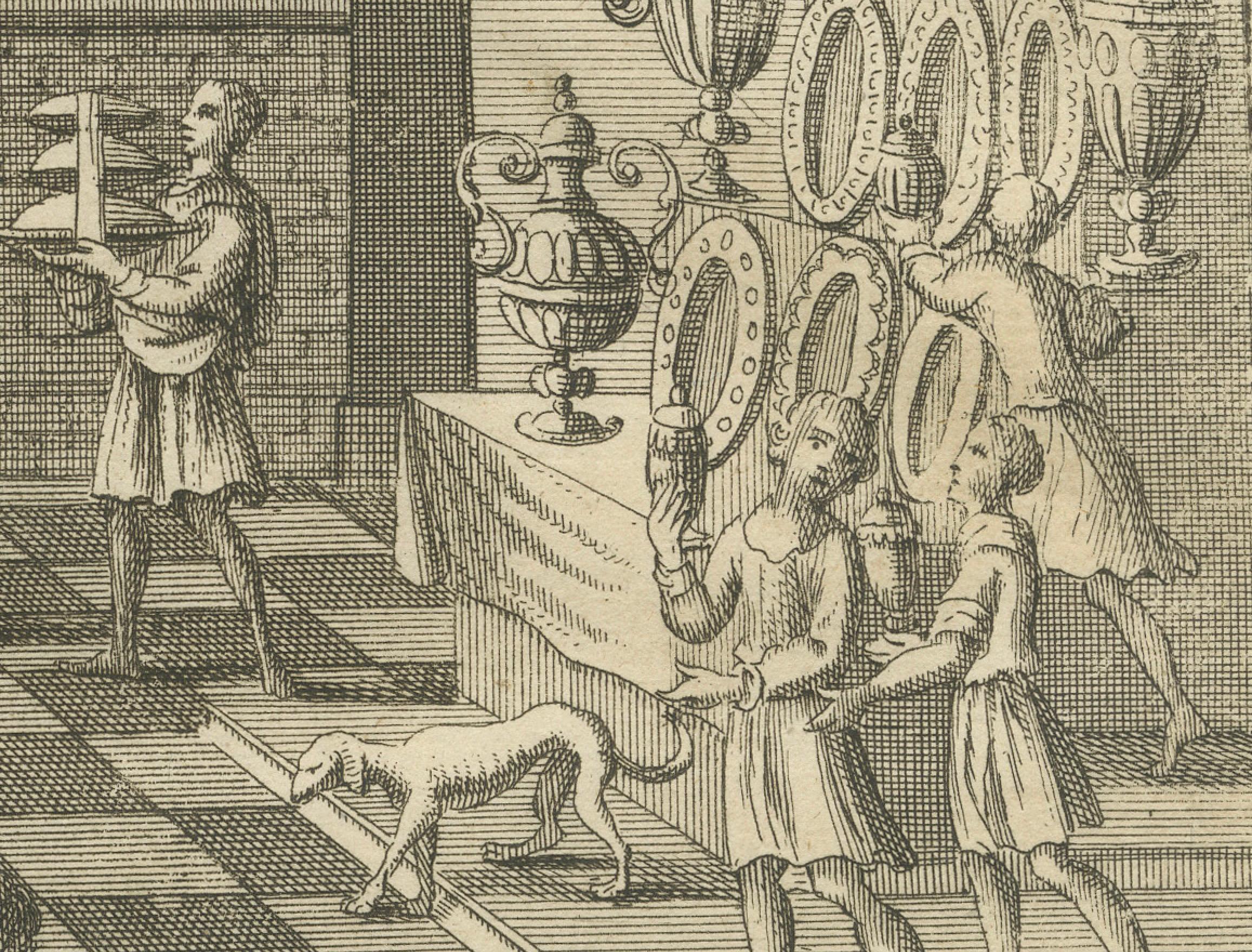 Christus verwandelt Wasser in Wein Kupferstich - Johannes II. Hochzeit zu Kana ca. 1735 (Graviert) im Angebot
