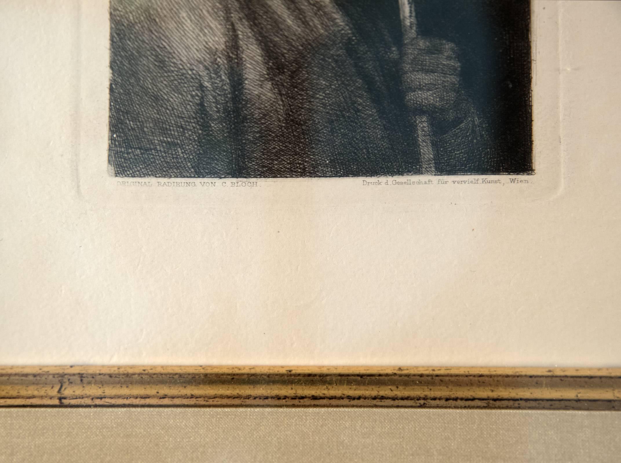 Diese Radierung wurde 1882 von Carl Block vollendet:: der sich im letzten Jahrzehnt seiner Karriere der Druckgrafik zuwandte und meisterhafte Radierungen von Alltagsmomenten:: der dänischen Landschaft und bedeutungsvollen Episoden aus dem Leben Jesu