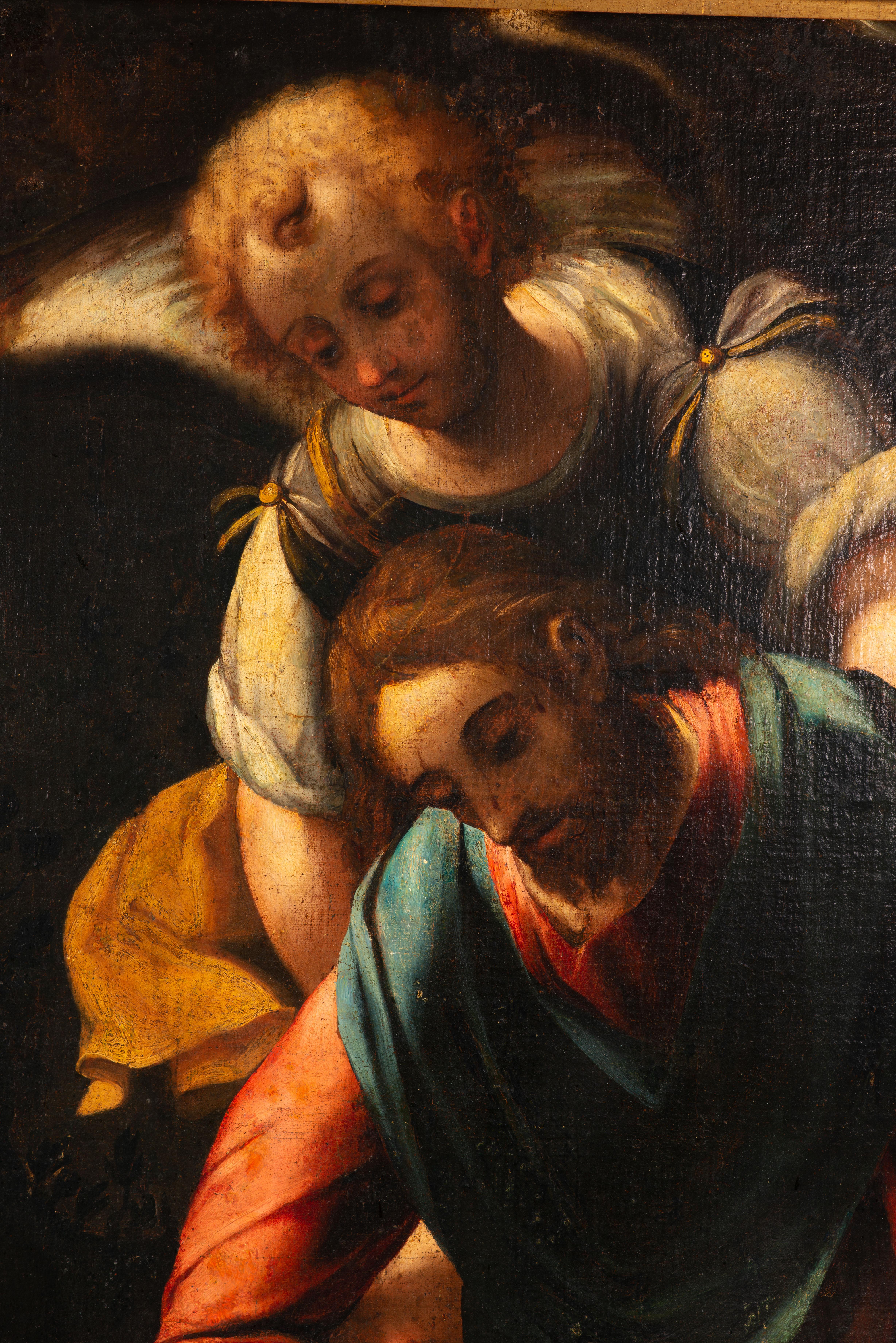 Néoclassique Le Christ avec l'ange. Huile sur toile. XVIIIe siècle. en vente