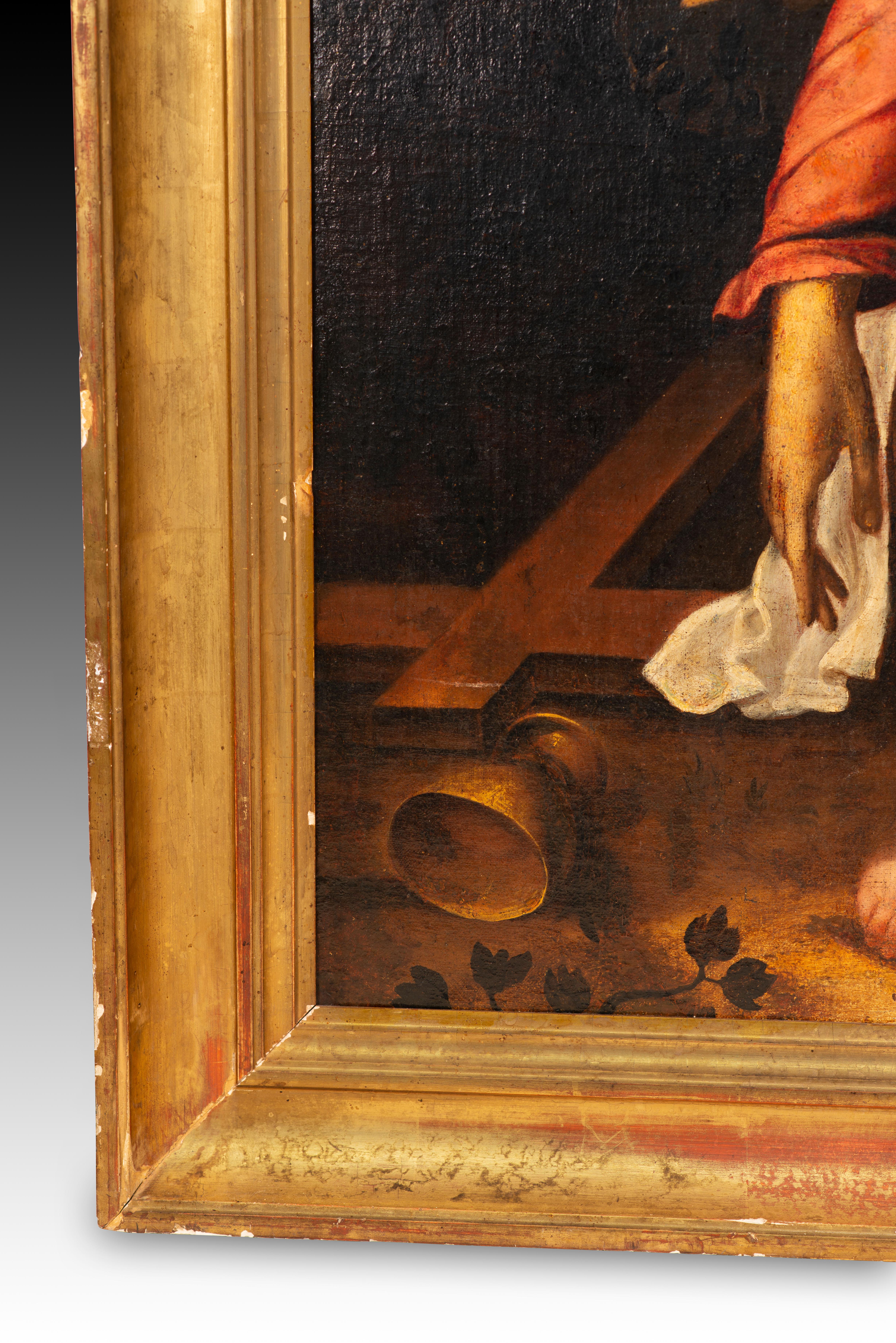XVIIIe siècle et antérieur Le Christ avec l'ange. Huile sur toile. XVIIIe siècle. en vente