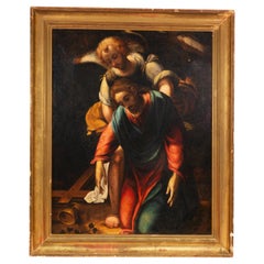 Christ with angel. Oil on canvas. 18th century.