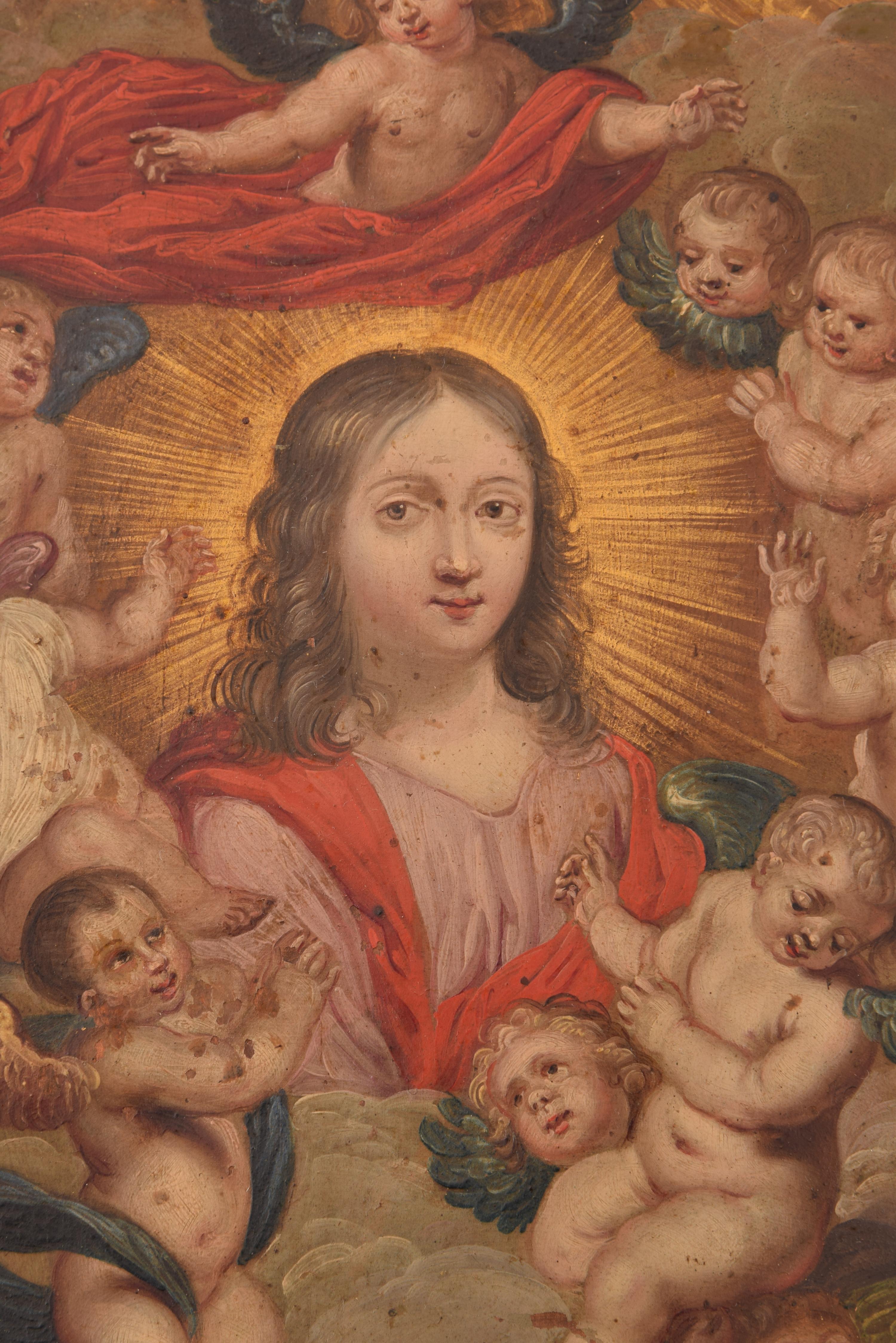 Christ mit Engeln. Möglicherweise flämische Schule, 17. Jahrhundert. (Barock) im Angebot
