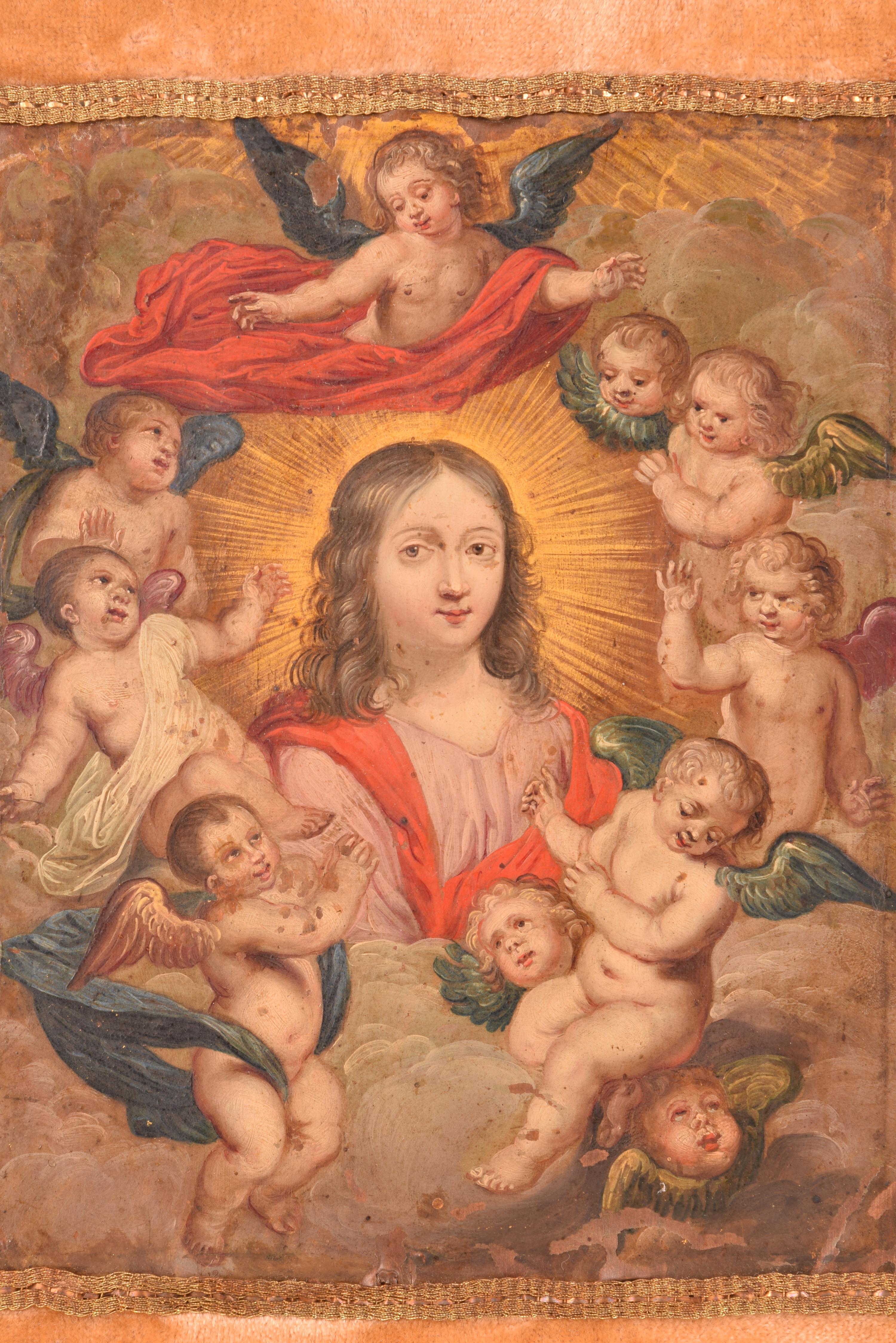 Christ mit Engeln. Möglicherweise flämische Schule, 17. Jahrhundert. (Europäisch) im Angebot