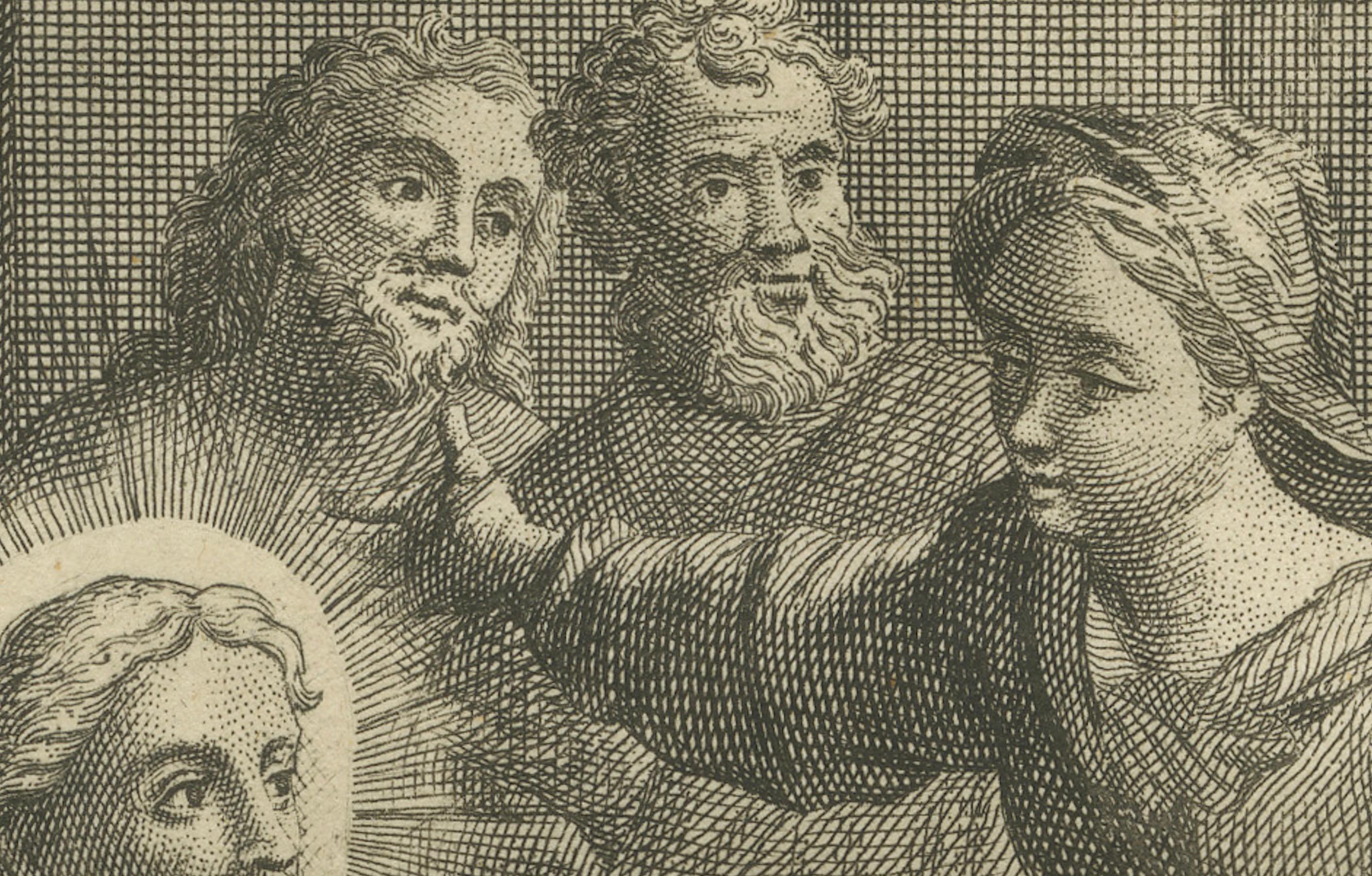 Christus mit Maria und Martha Kupferstich - Lukas X Martha Reproduziert 1735 (Mitte des 18. Jahrhunderts) im Angebot