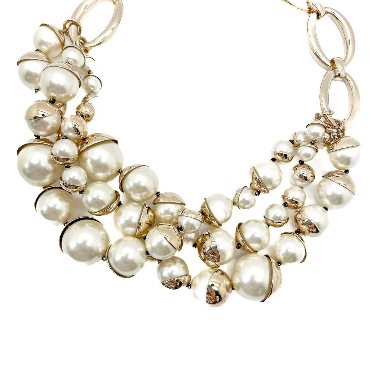 Women's ICONIC Christan Dior Mise en Dior Triple Pearl Necklace 2010 For Sale