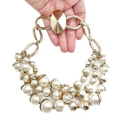 ICONIC Christan Dior 'Mise en Dior' Triple Strand Pearl Logo Necklace 2010