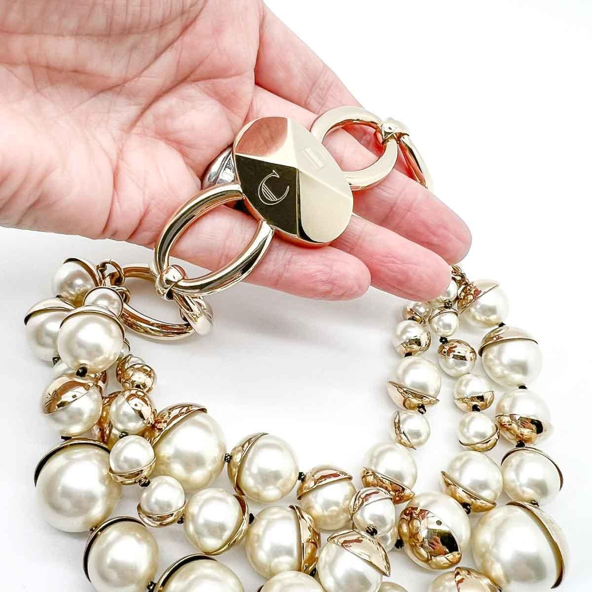 ICONIC Christan Dior Mise en Dior Triple Pearl Necklace 2010 For Sale 1
