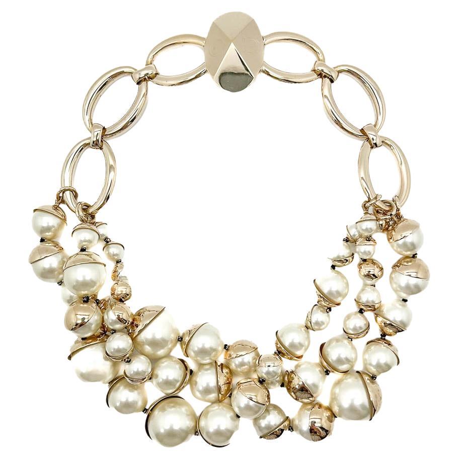 ICONIC Christan Dior Mise en Dior Triple Pearl Necklace 2010 For Sale
