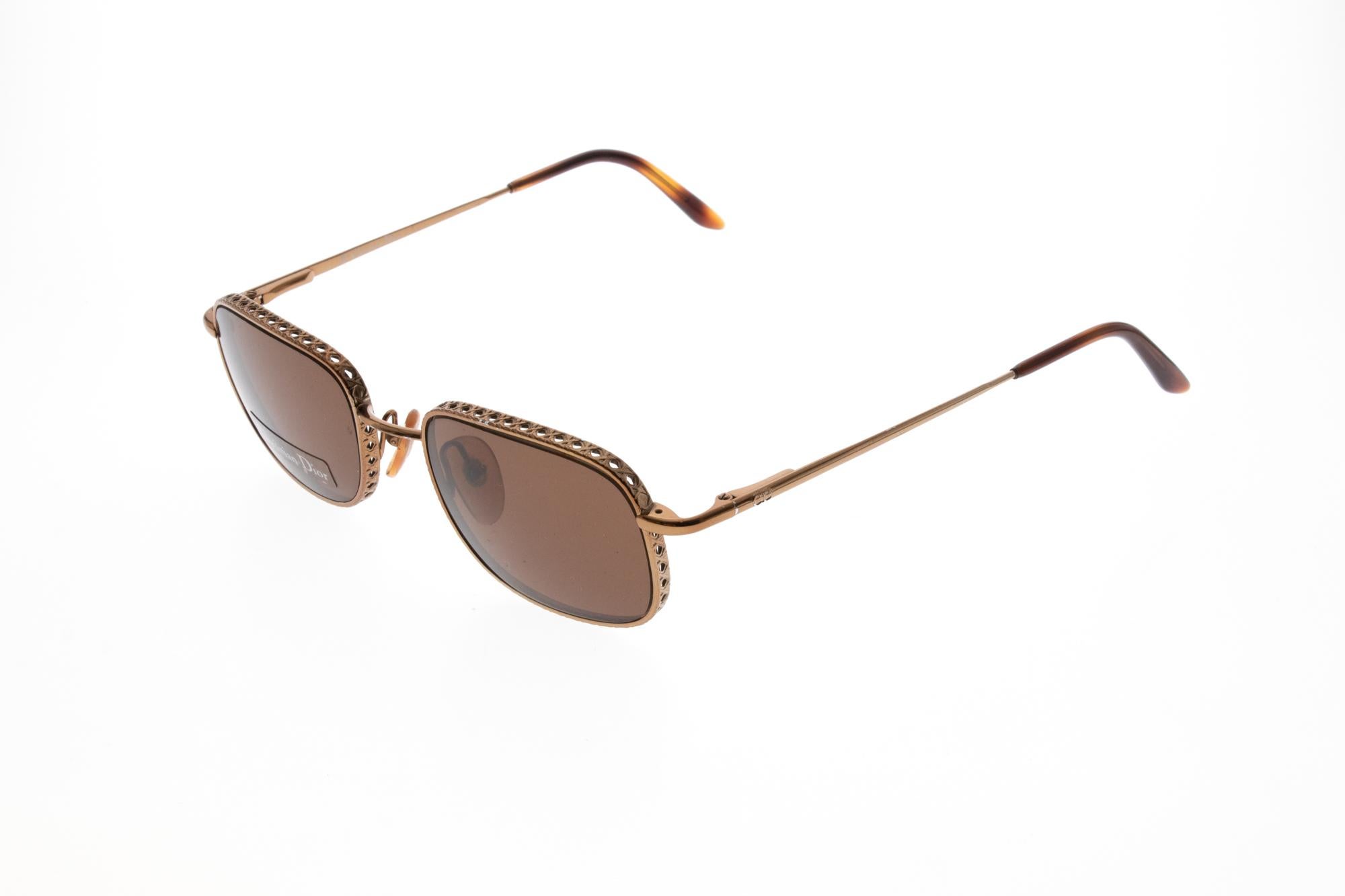 These bronze coloured sunglasses are made by Christian Dior. Vintage Christian Dior sunglasses and frames are one of the most stylish and desirable glasses in the world today. Being one of the world’s top fashion houses for decades, vintage