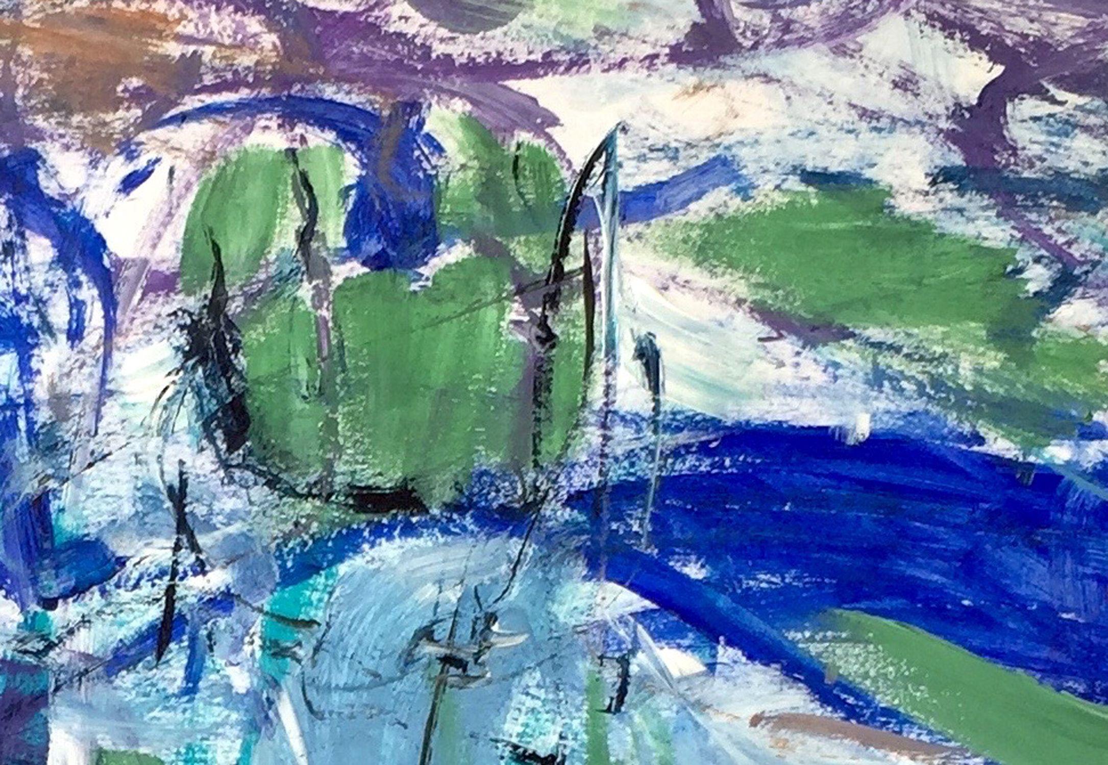 Hermosa vida en el lago 2, Pintura, Acrílico sobre papel - Painting de Christel Haag