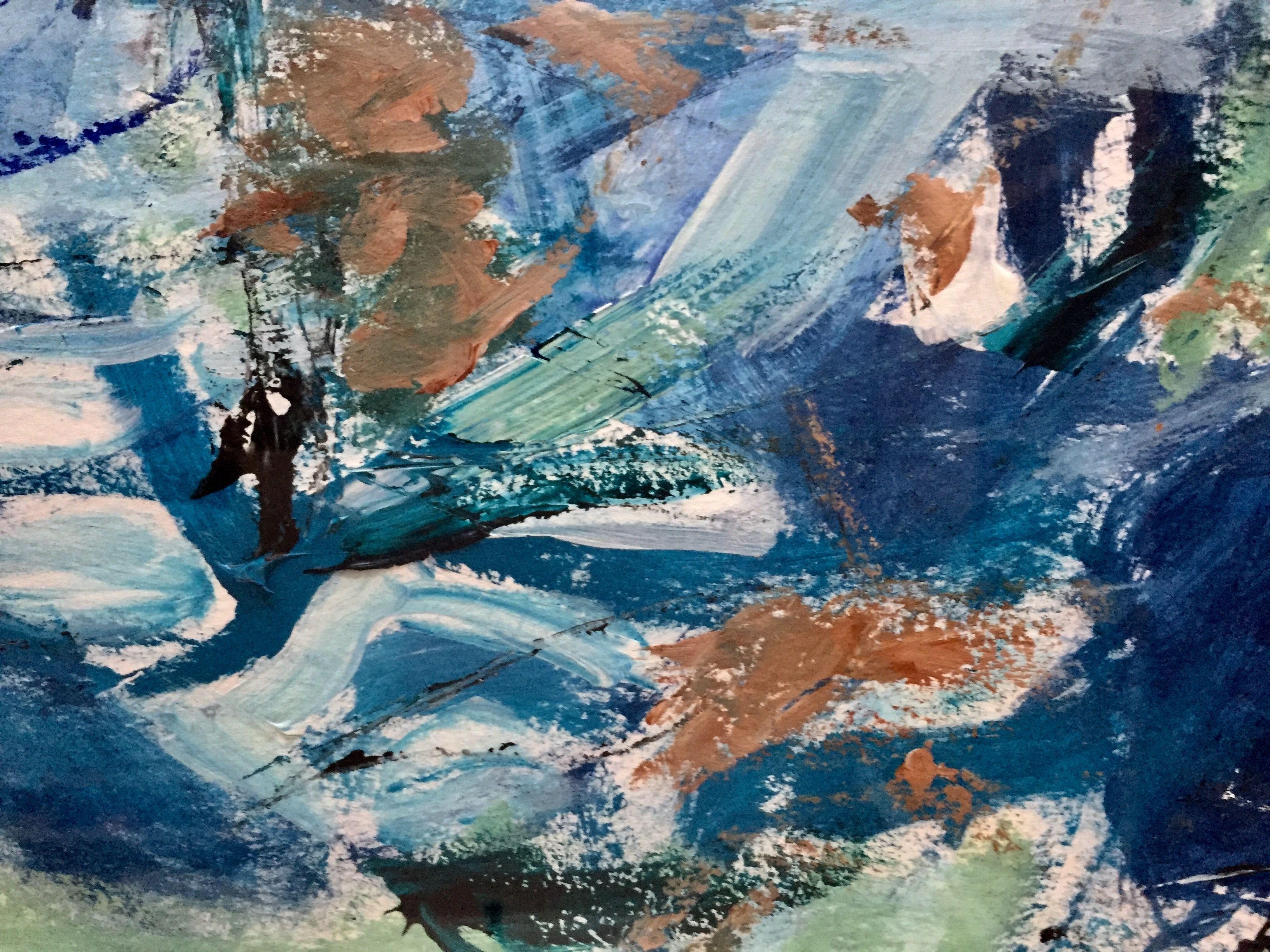Beautiful Life at the Lake 2, Painting, Acrylic on Paper For Sale 1
