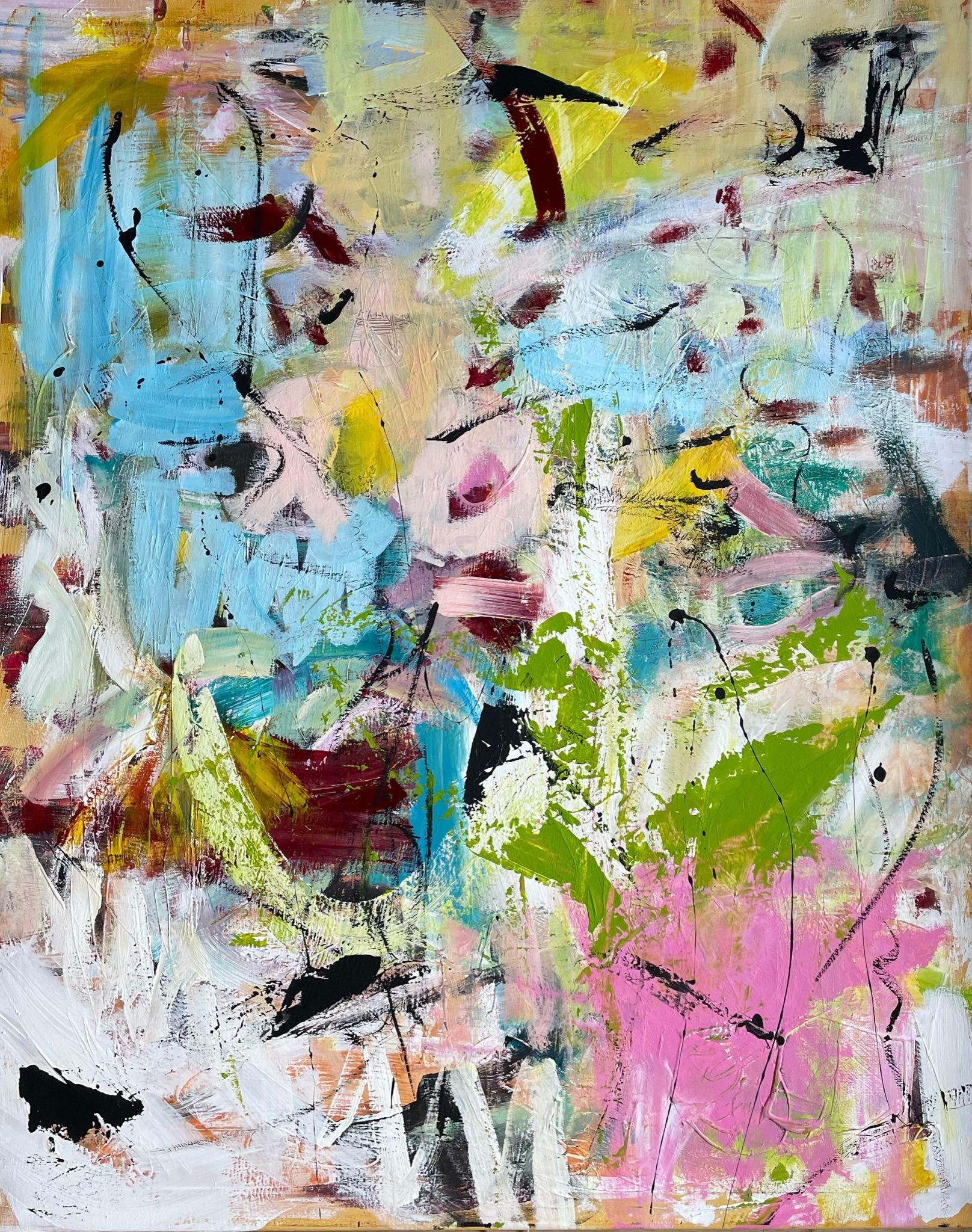 Blumenkinder, Peinture, Acrylique sur Toile - Painting de Christel Haag