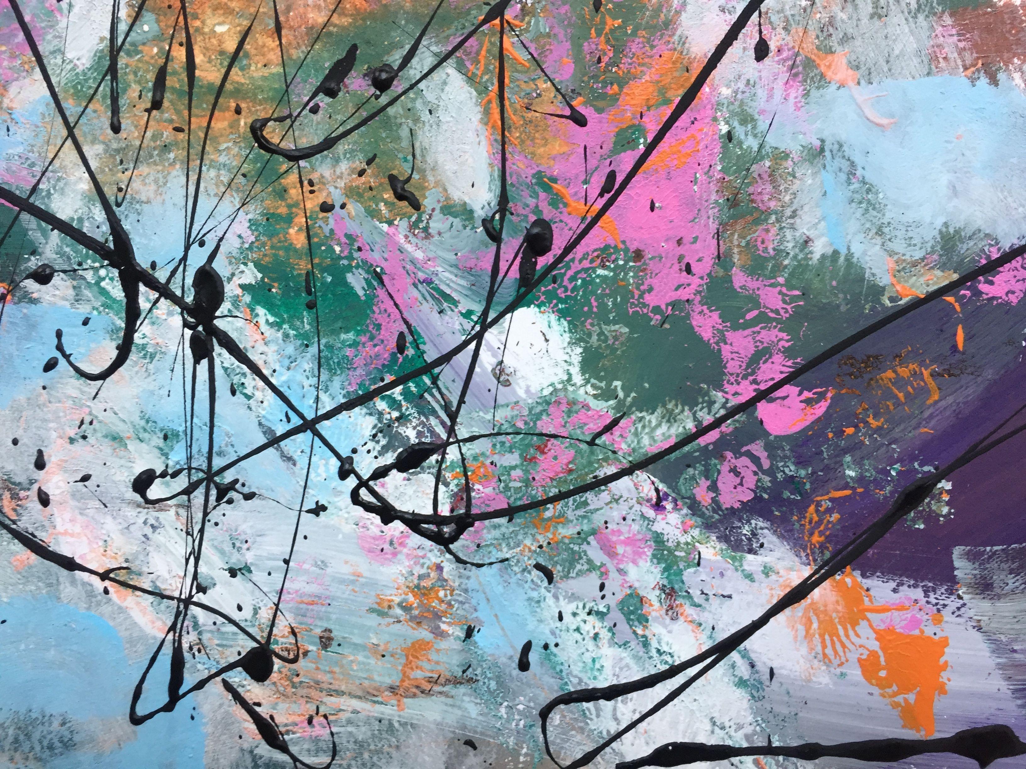 Amour des papillons, peinture, acrylique sur papier - Painting de Christel Haag