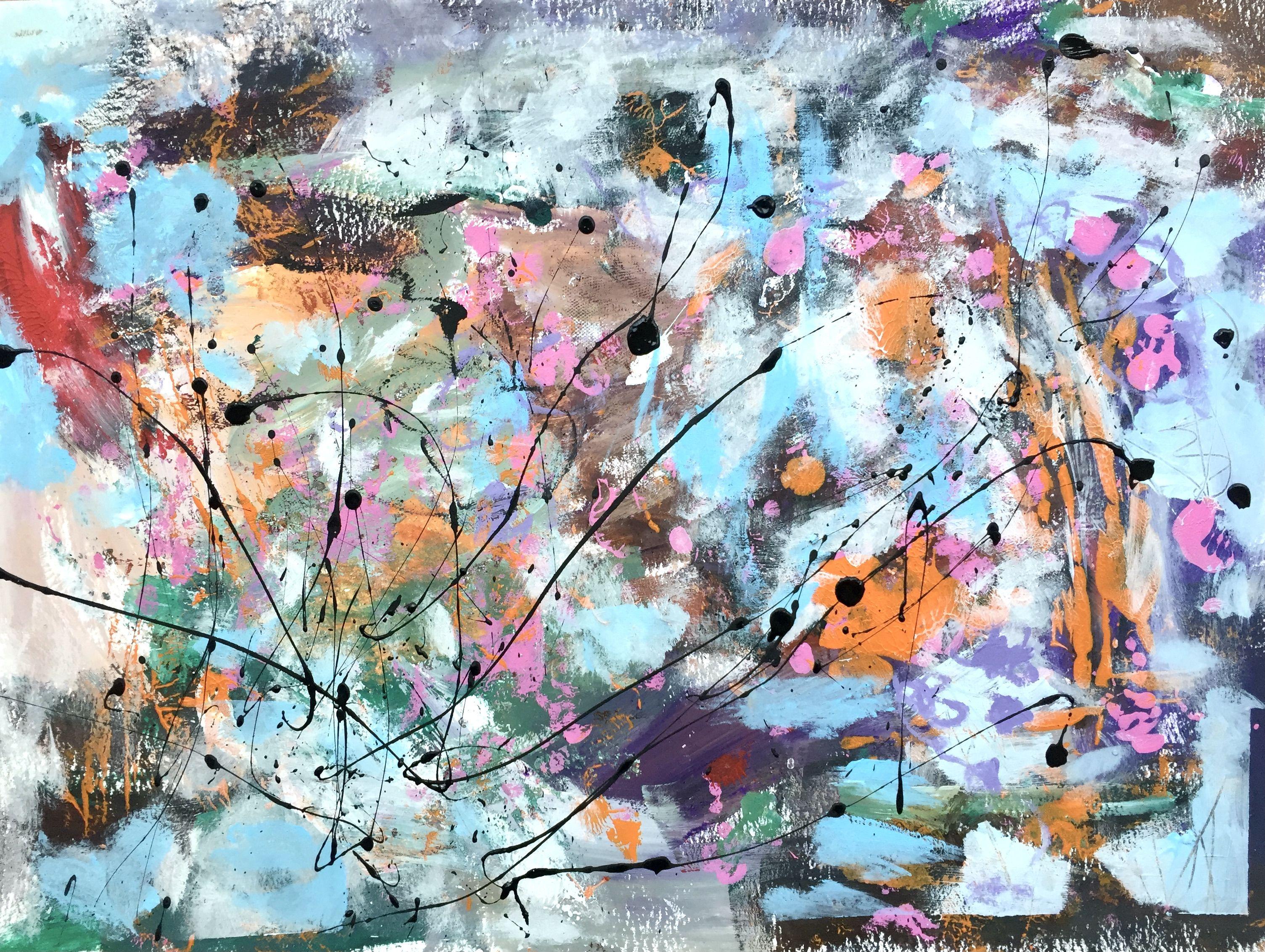 Christel Haag Abstract Painting - Butterfly Love, Painting, Acrylic on Paper
