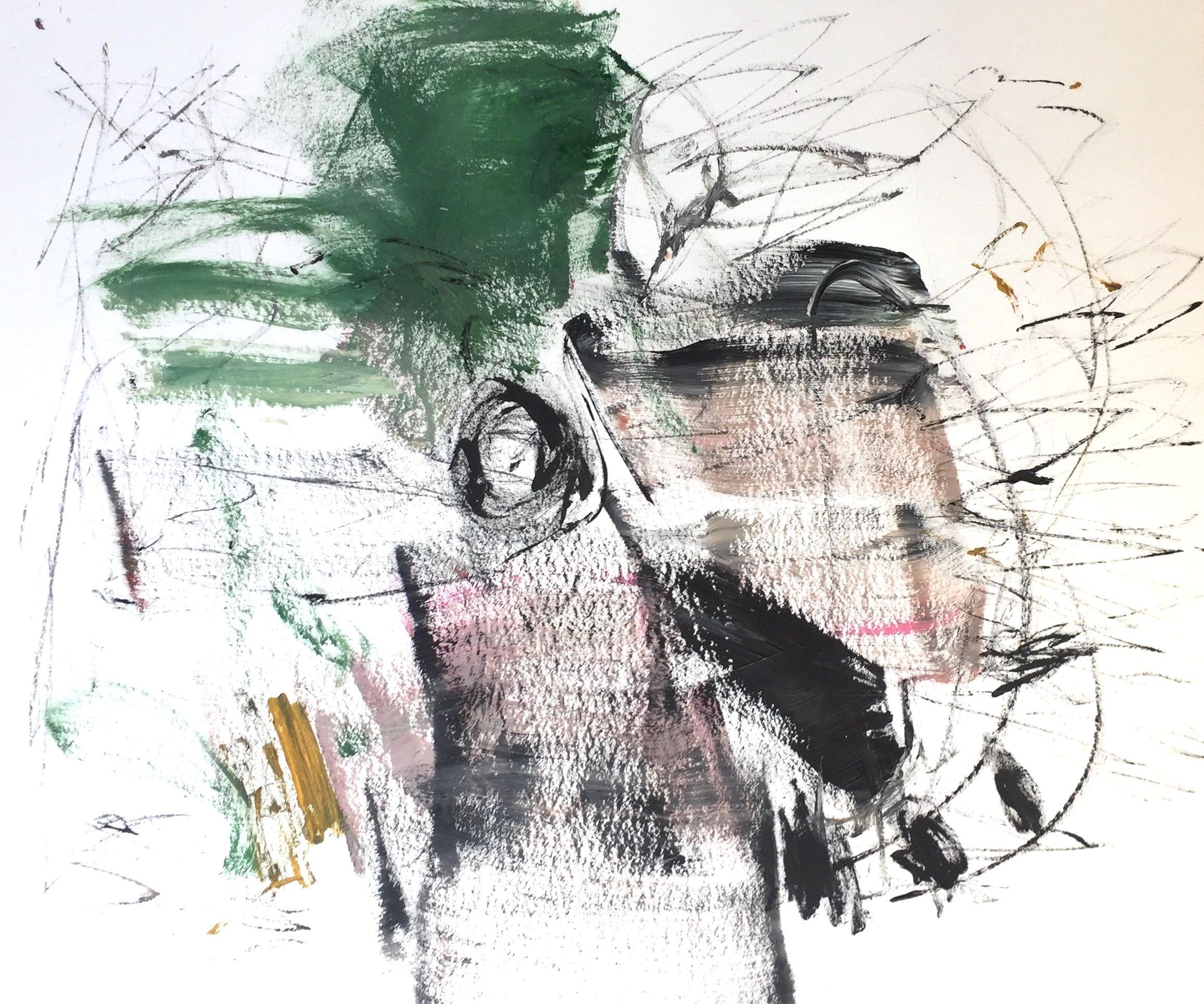Captured in his Thoughts, Painting, Acrylic on Paper