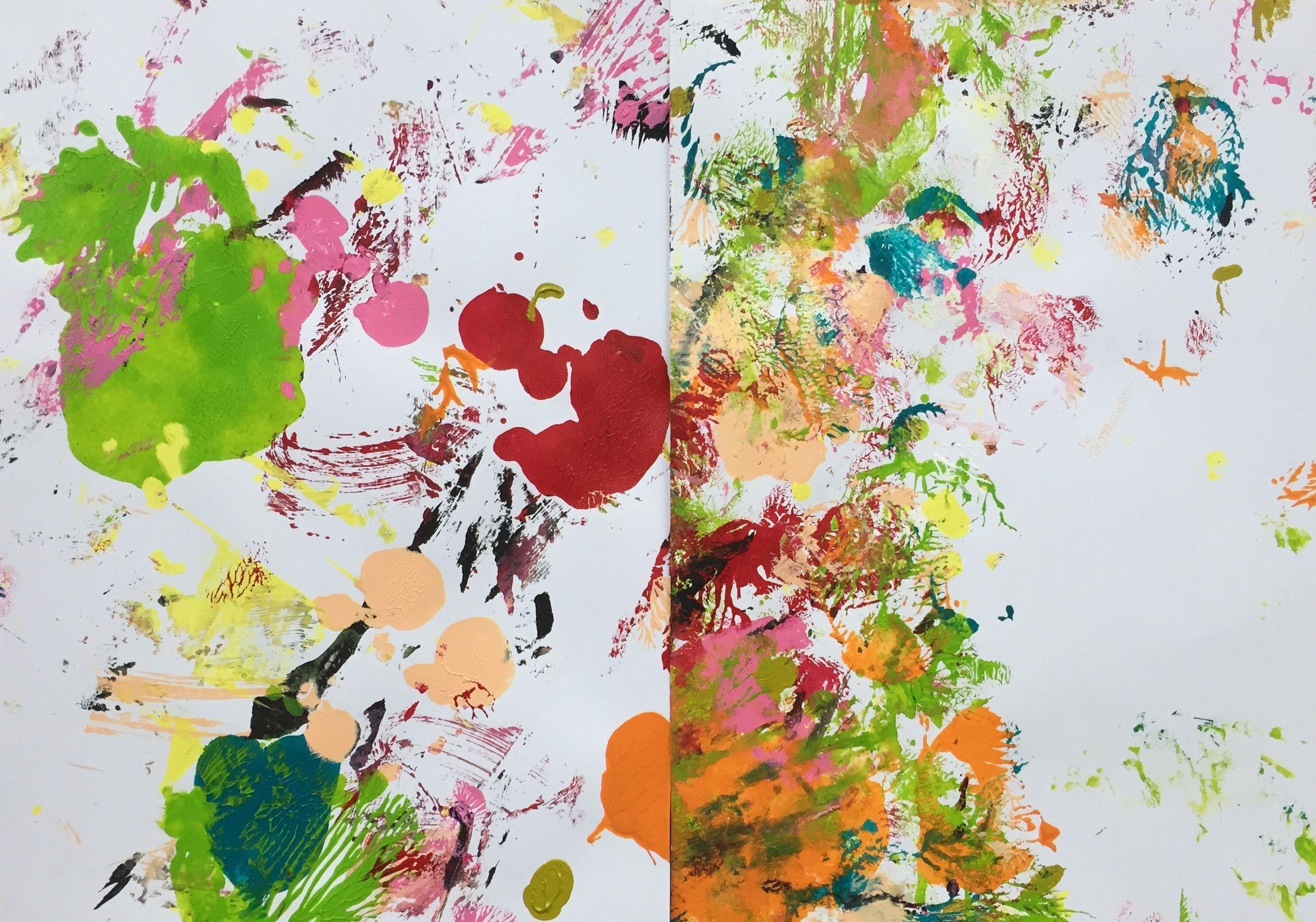 Christel Haag Abstract Painting – Das Leben istbunt, Gemälde, Acryl auf Papier