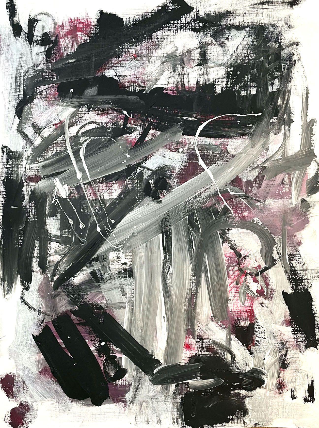 Embrasser, peinture, acrylique sur papier - Expressionnisme abstrait Painting par Christel Haag