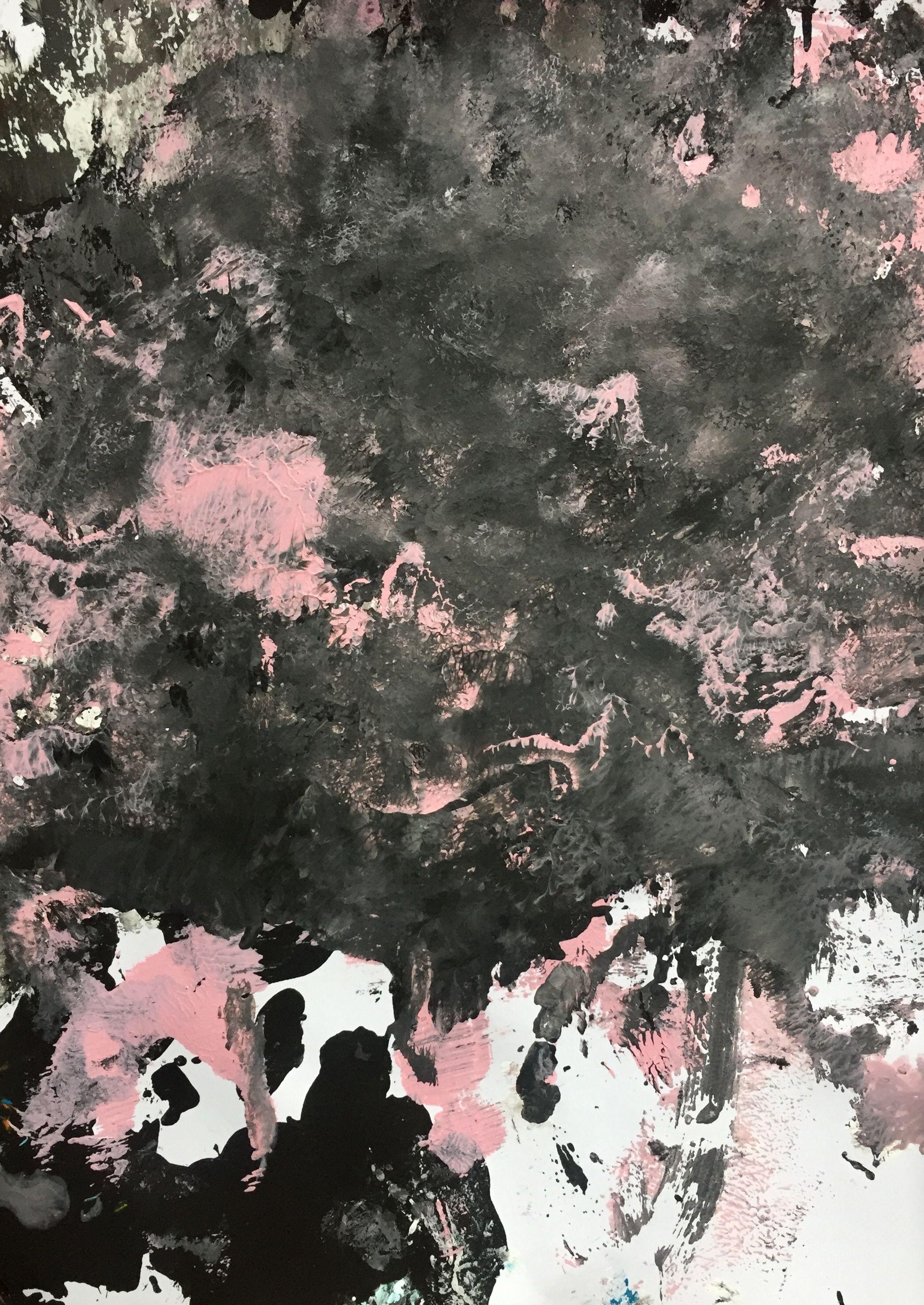 Eruption 3, Gemälde, Acryl auf Papier – Painting von Christel Haag