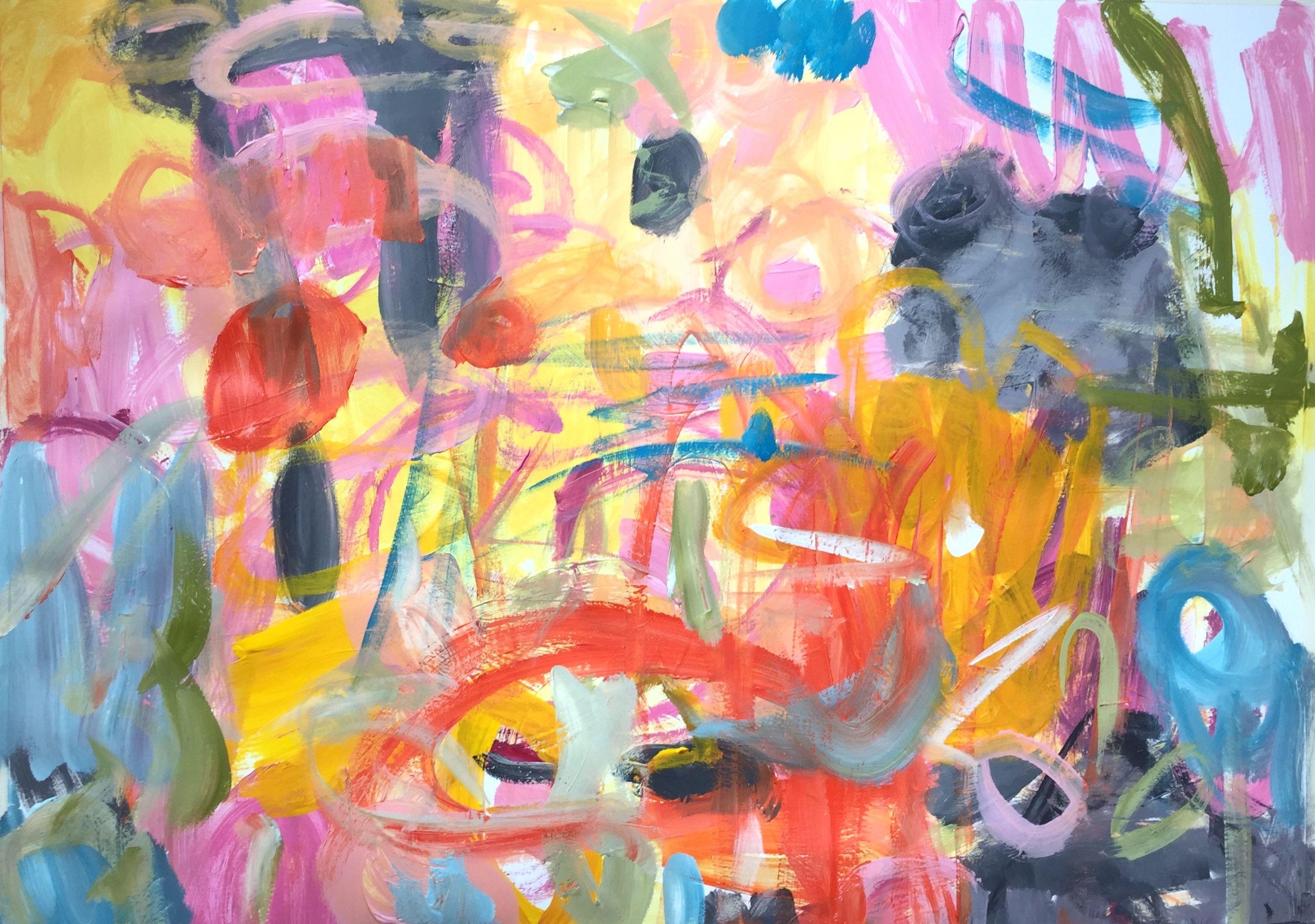 Christel Haag Abstract Painting – Falling in Love (mit seiner Stimme) 1, Gemälde, Acryl auf Papier