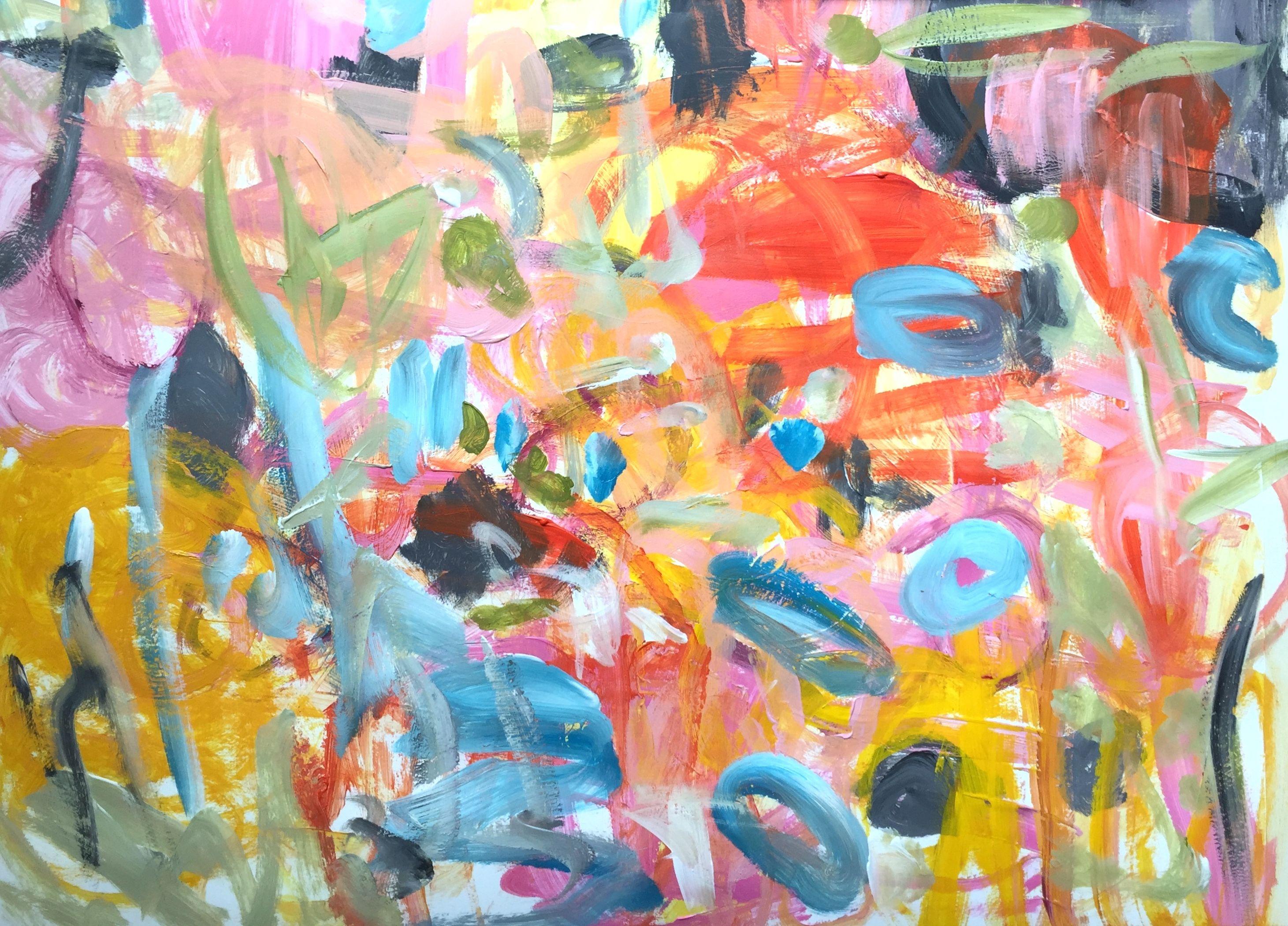 Christel Haag Abstract Painting – Falling in Love (mit seiner Stimme) 2, Gemälde, Acryl auf Papier