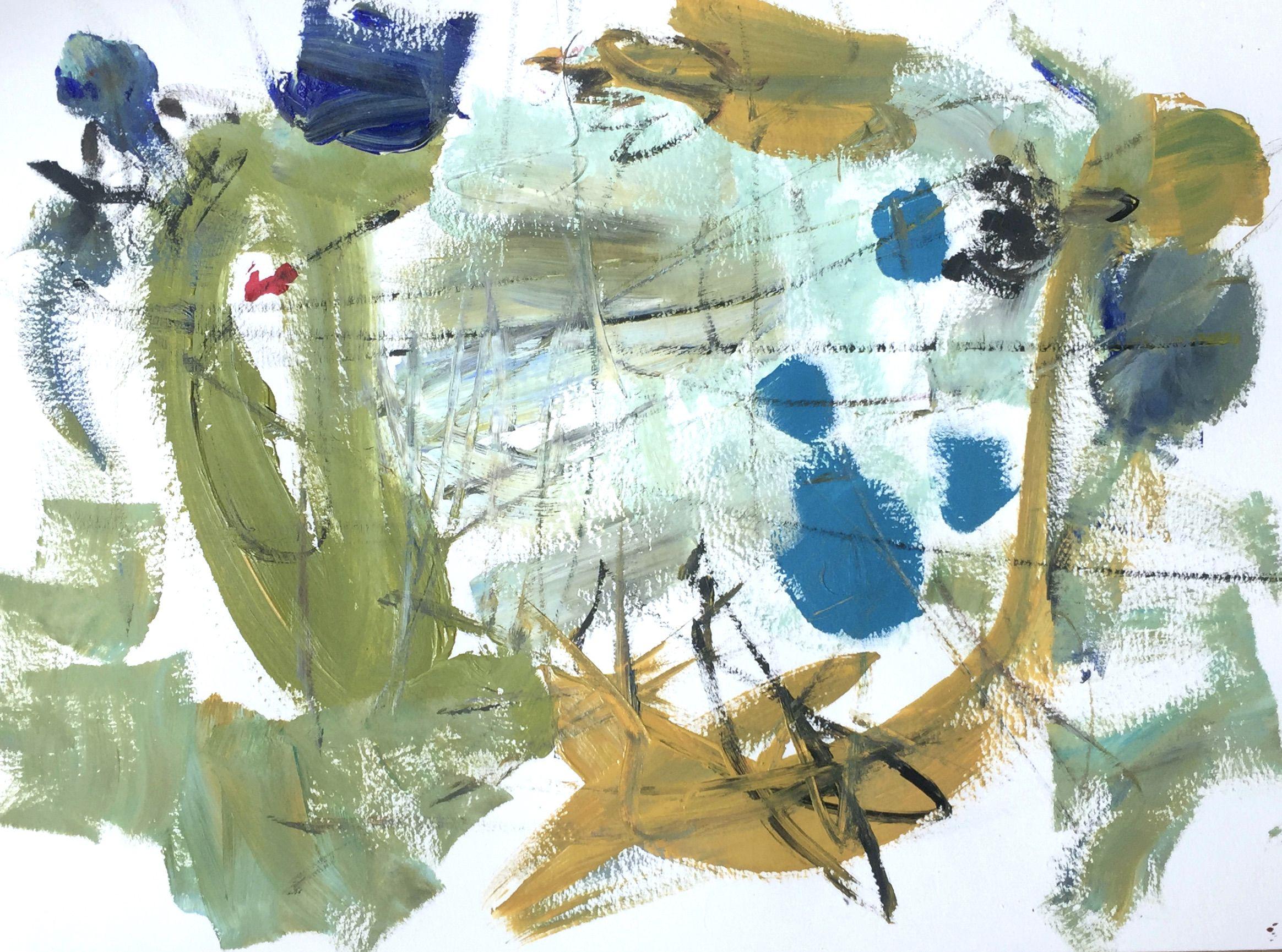Christel Haag Abstract Painting - Far Away 1, Painting, Acrylic on Paper