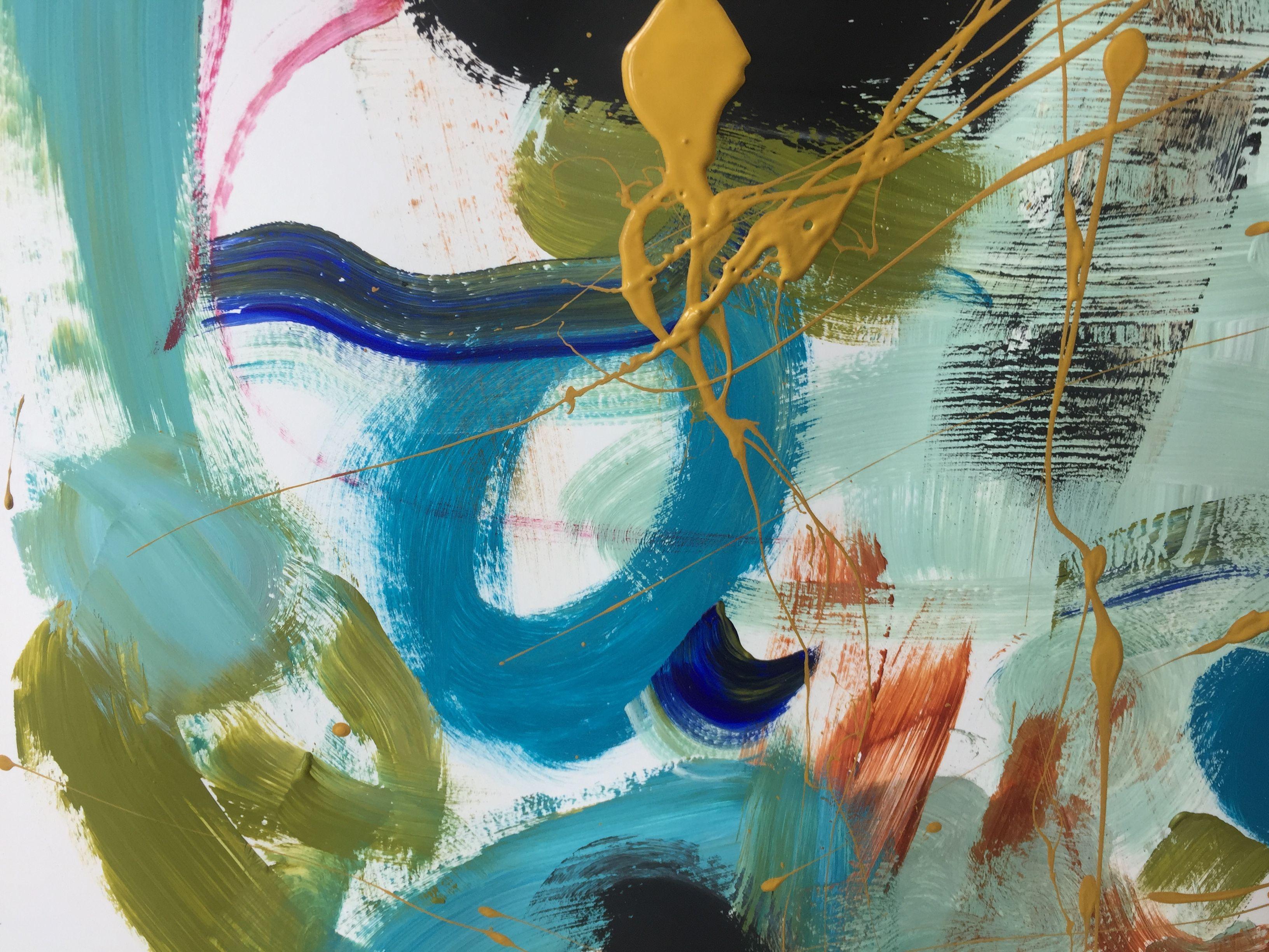 Peinture « Far Away 2 », acrylique sur papier - Gris Abstract Painting par Christel Haag