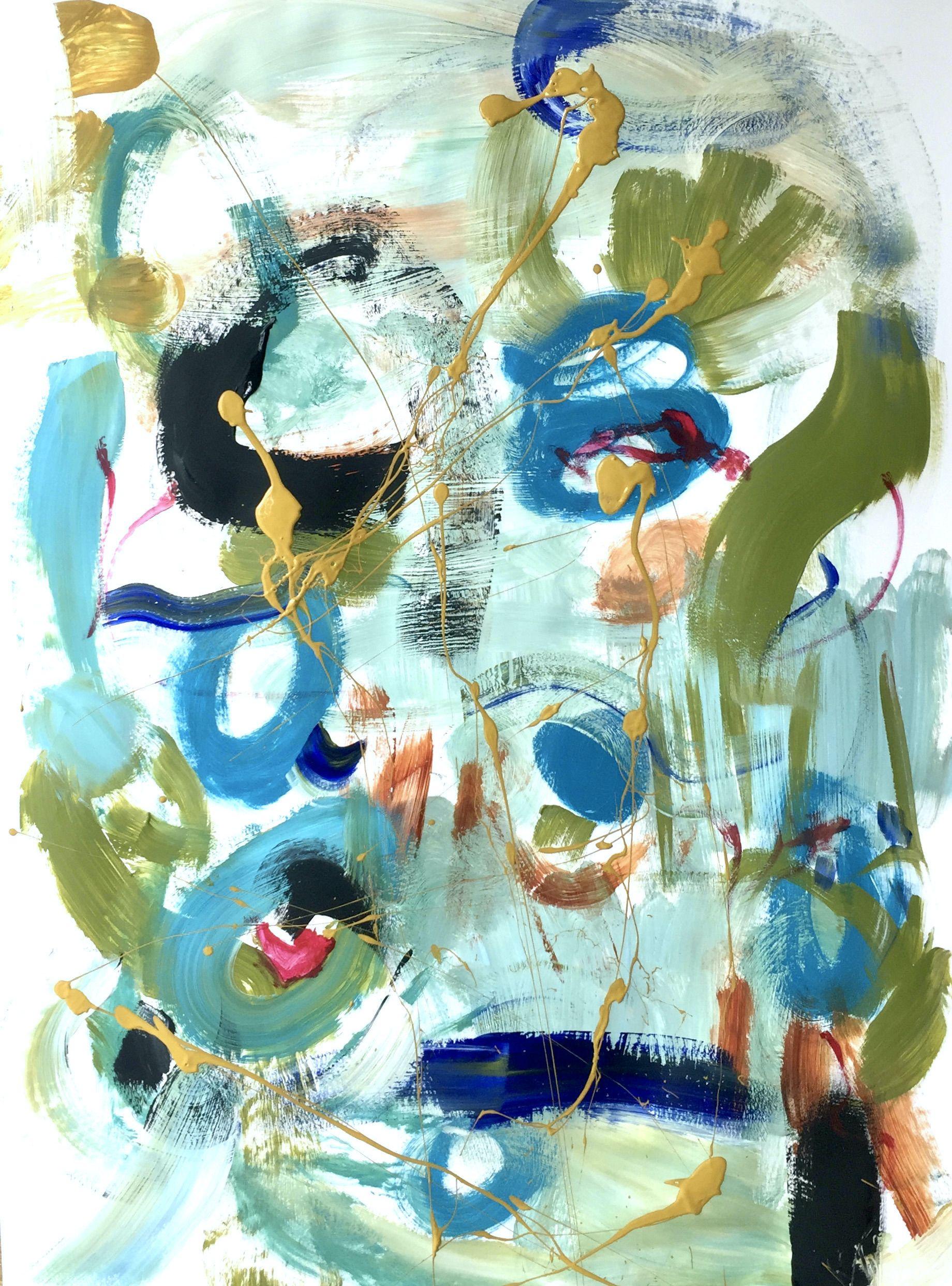 Christel Haag Abstract Painting - Far Away 2, Painting, Acrylic on Paper