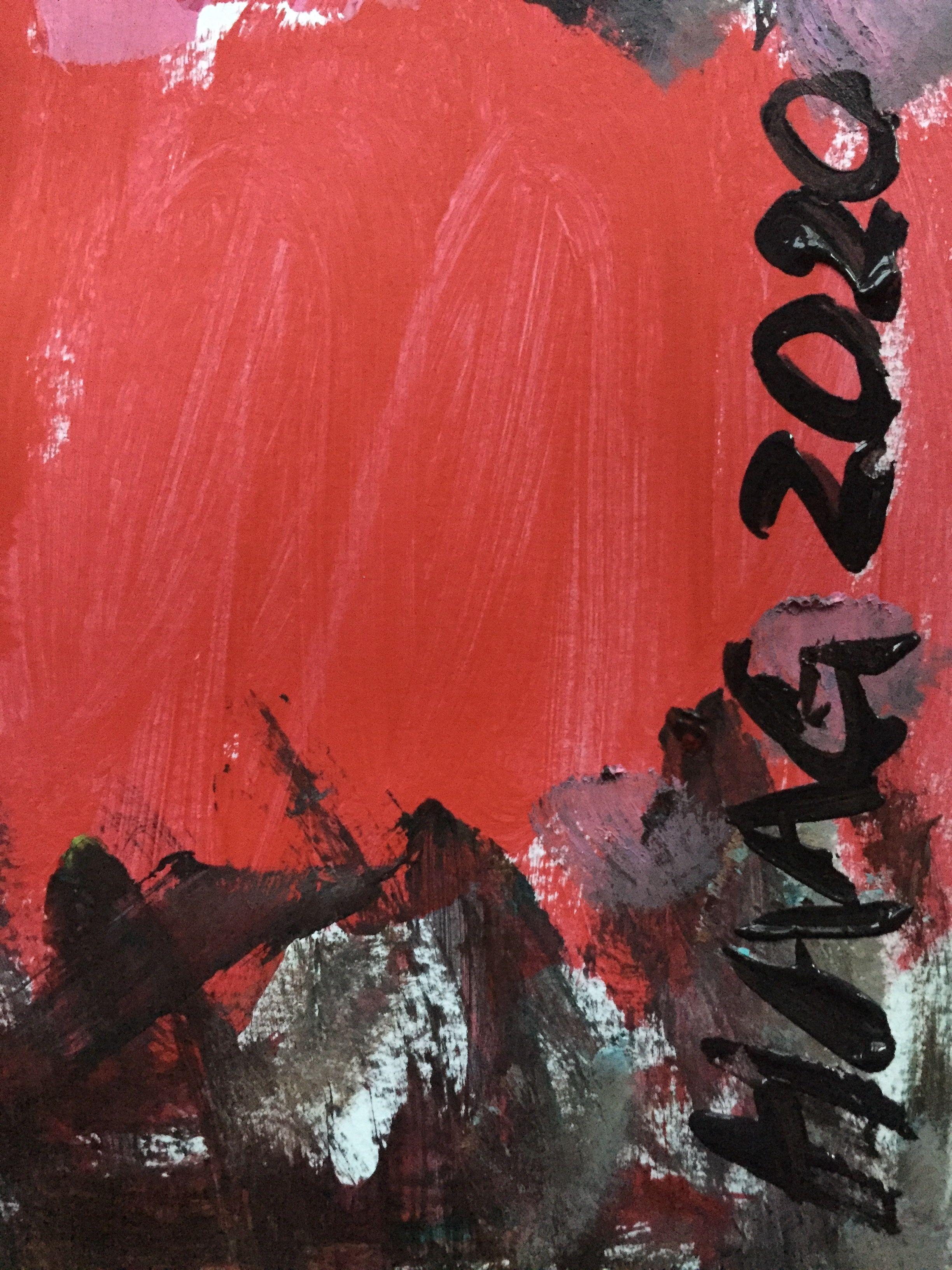 Fels in der Brandung, Pittura, Acrilico su carta - Abstract Painting Nero di Christel Haag