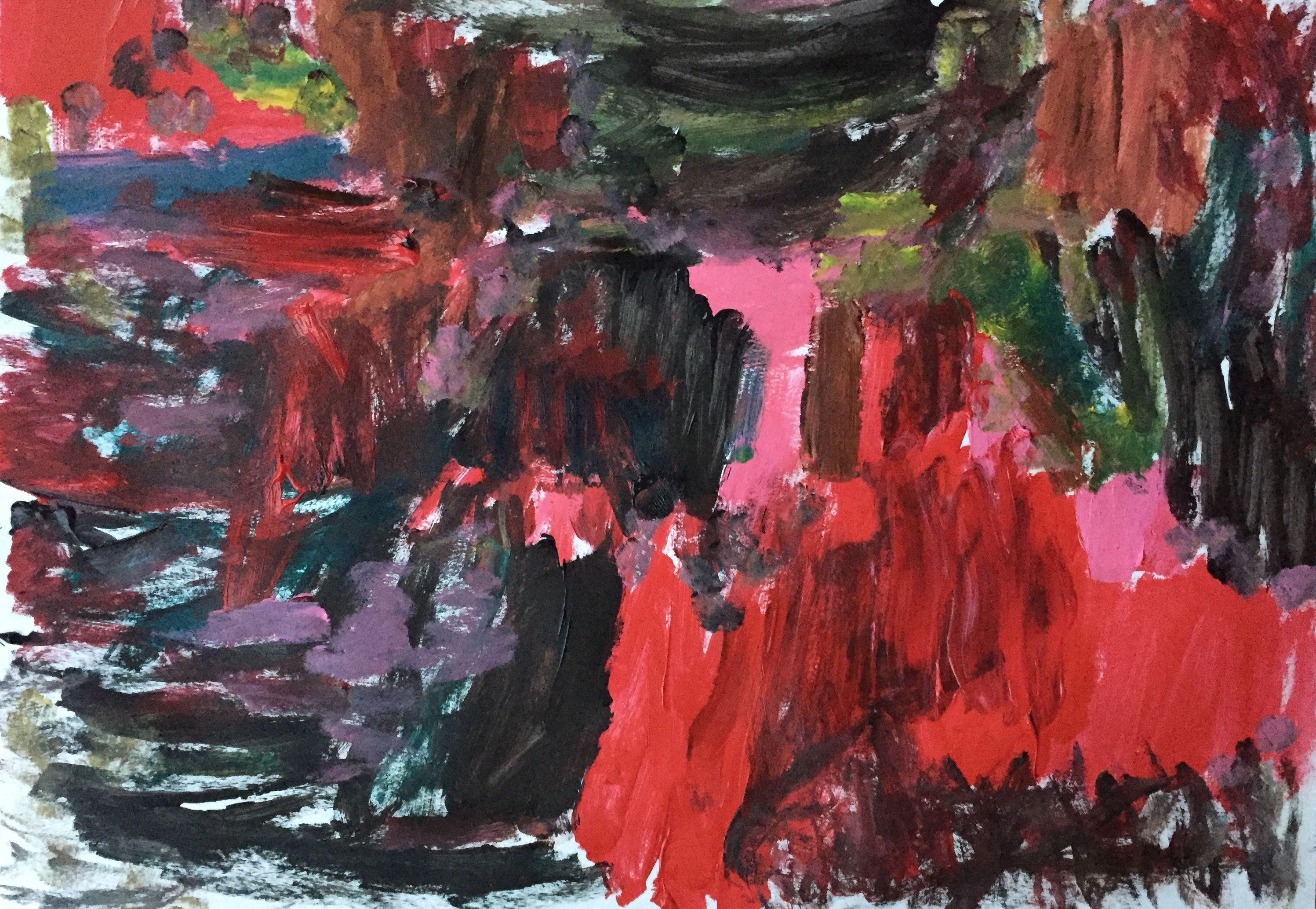 Abstract Painting di Christel Haag - Fels in der Brandung, Pittura, Acrilico su carta