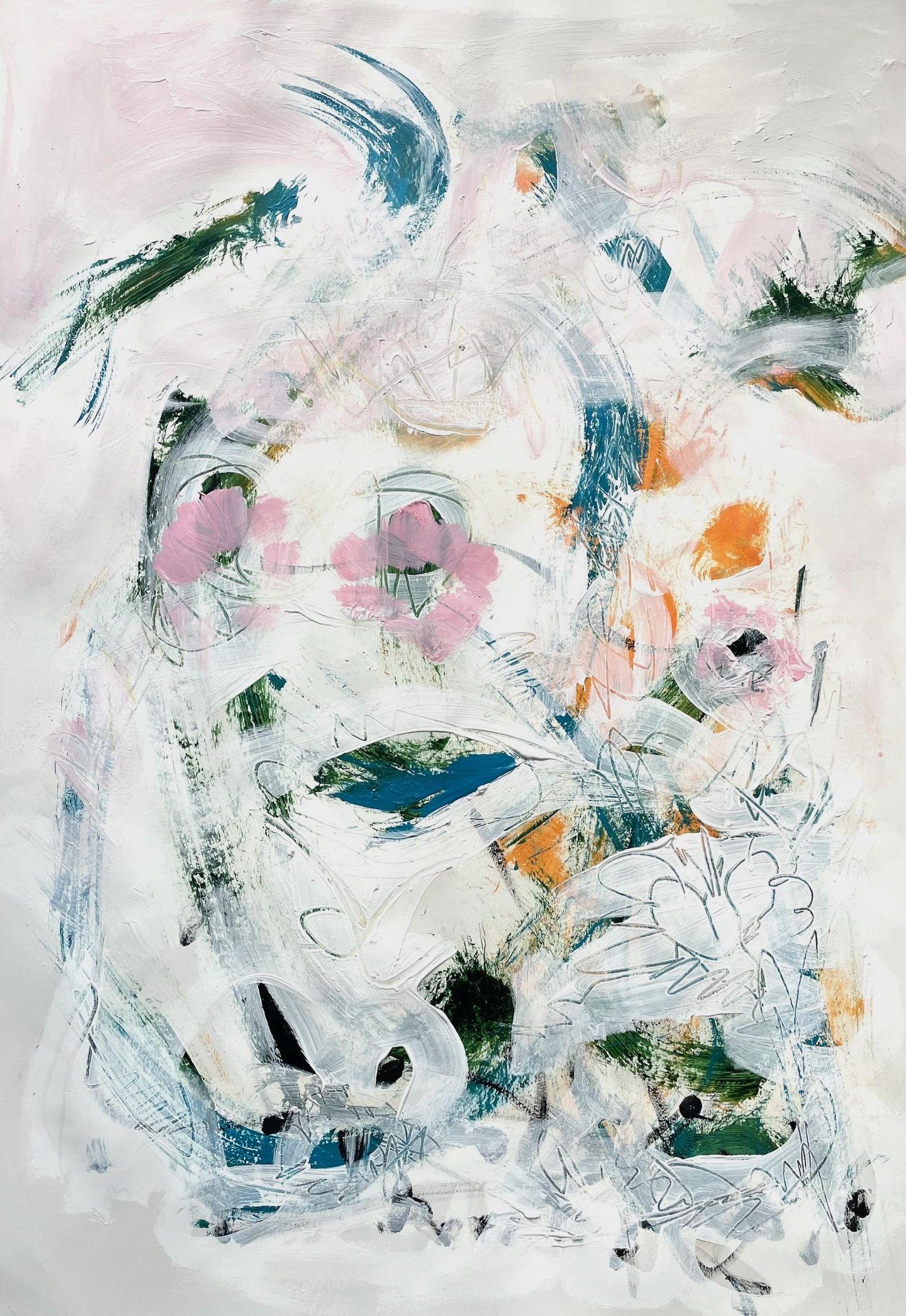 Flowers, blossoms, nature in general can always give us strength and uplift.    "Floraler Aufwind (Floral Updraft)" is a colorful painting on paper. It's full of movement and dynamism.    The painting must be framed. It is signed on the back, so you